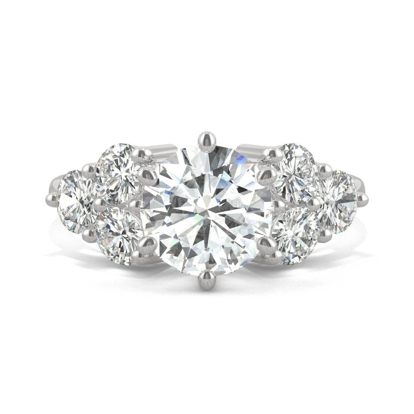 3.28 CTW   Round Moissanite Engagement Ring in 14K White Gold