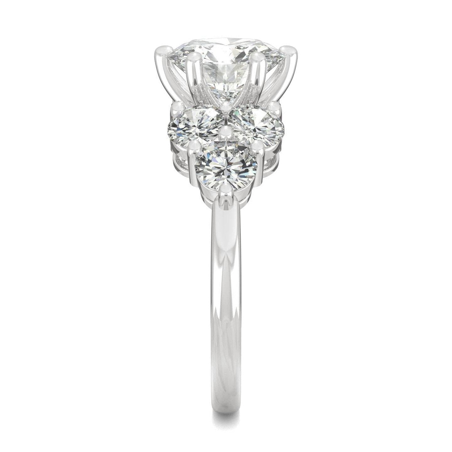 3.28 CTW   Round Moissanite Engagement Ring in 14K White Gold