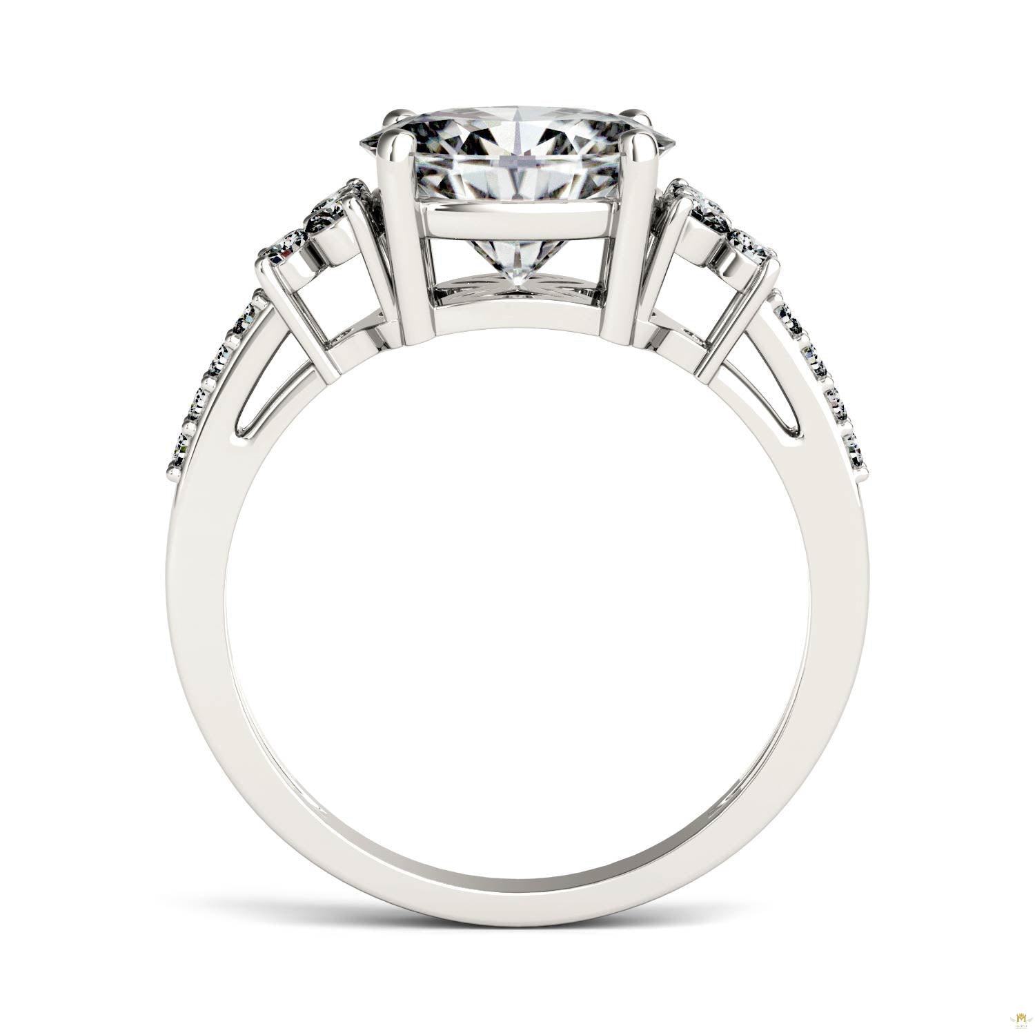 2.30 CTW   Oval Moissanite Engagement Ring in 14K White Gold