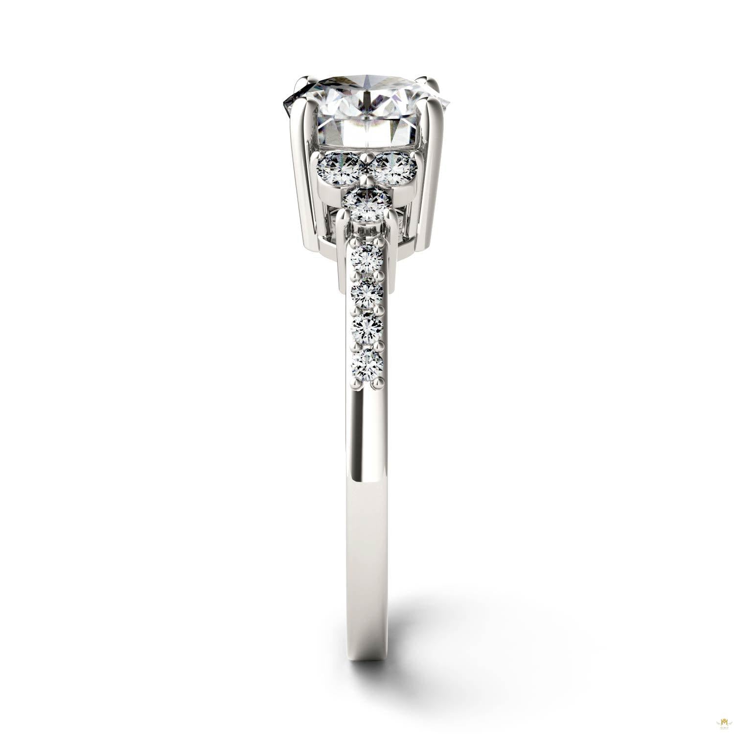 2.30 CTW   Oval Moissanite Engagement Ring in 14K White Gold