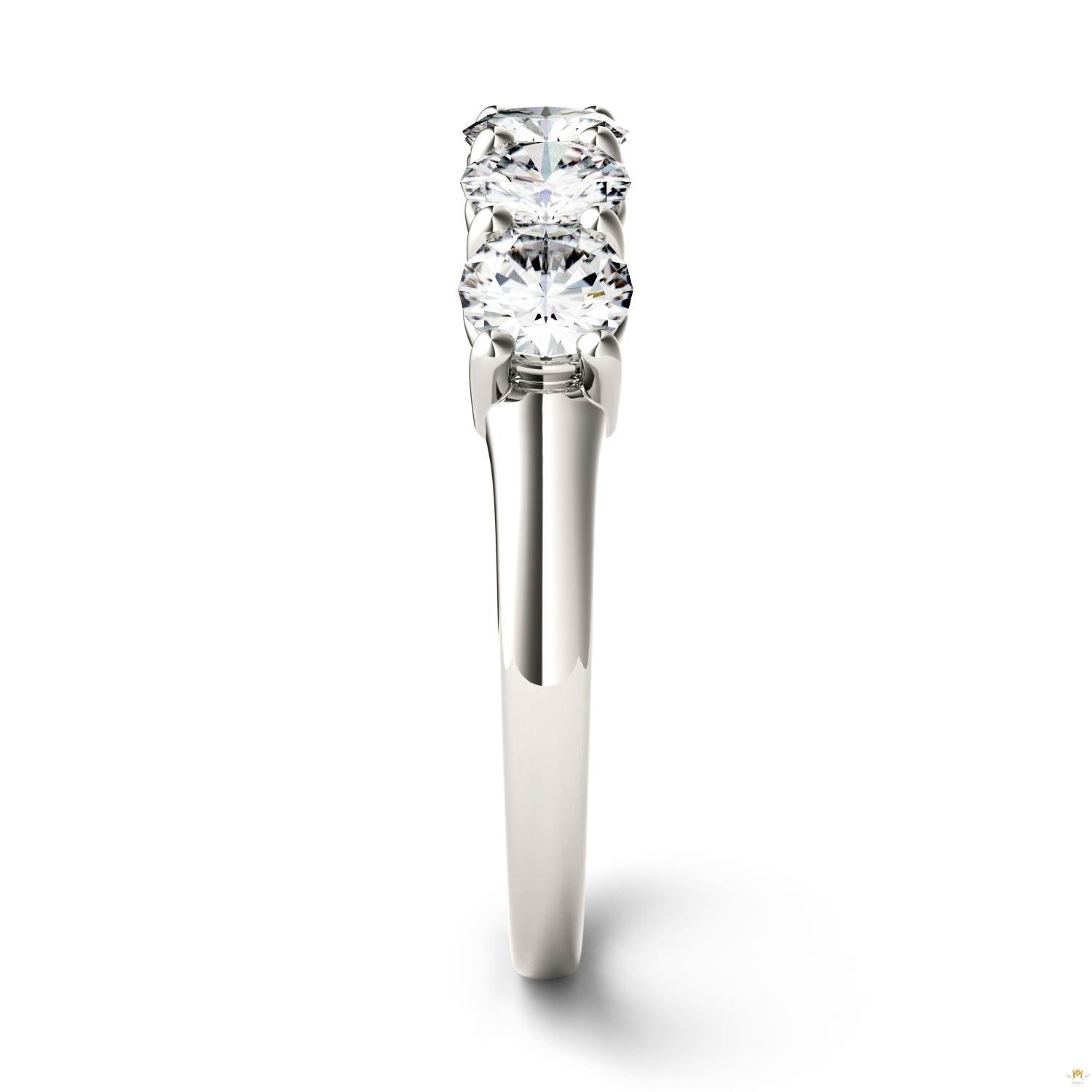 1.15 CTW   Round Moissanite Five Stone Ring in 14K White Gold