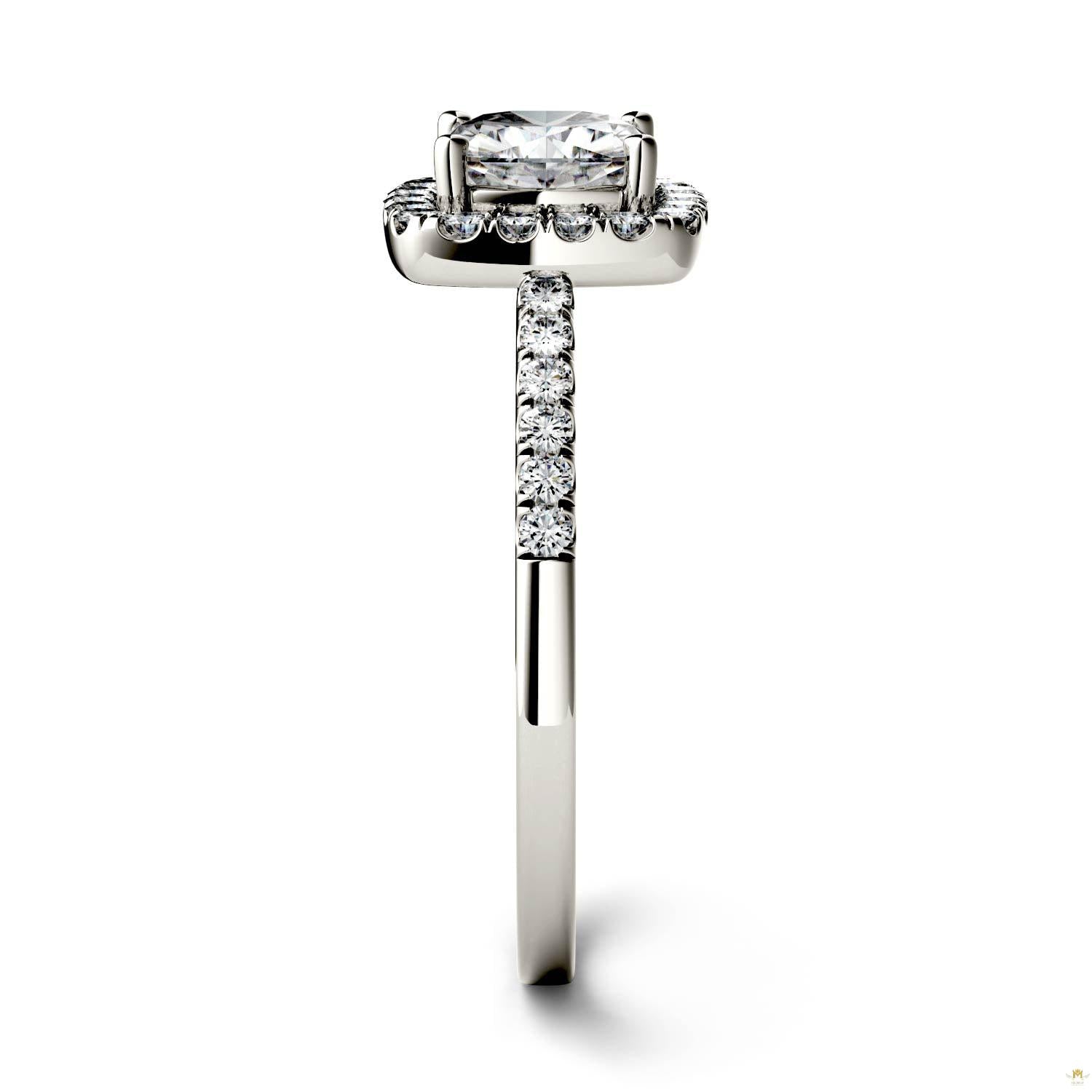 1.40 CTW   Cushion Moissanite Halo Ring in 14K White Gold