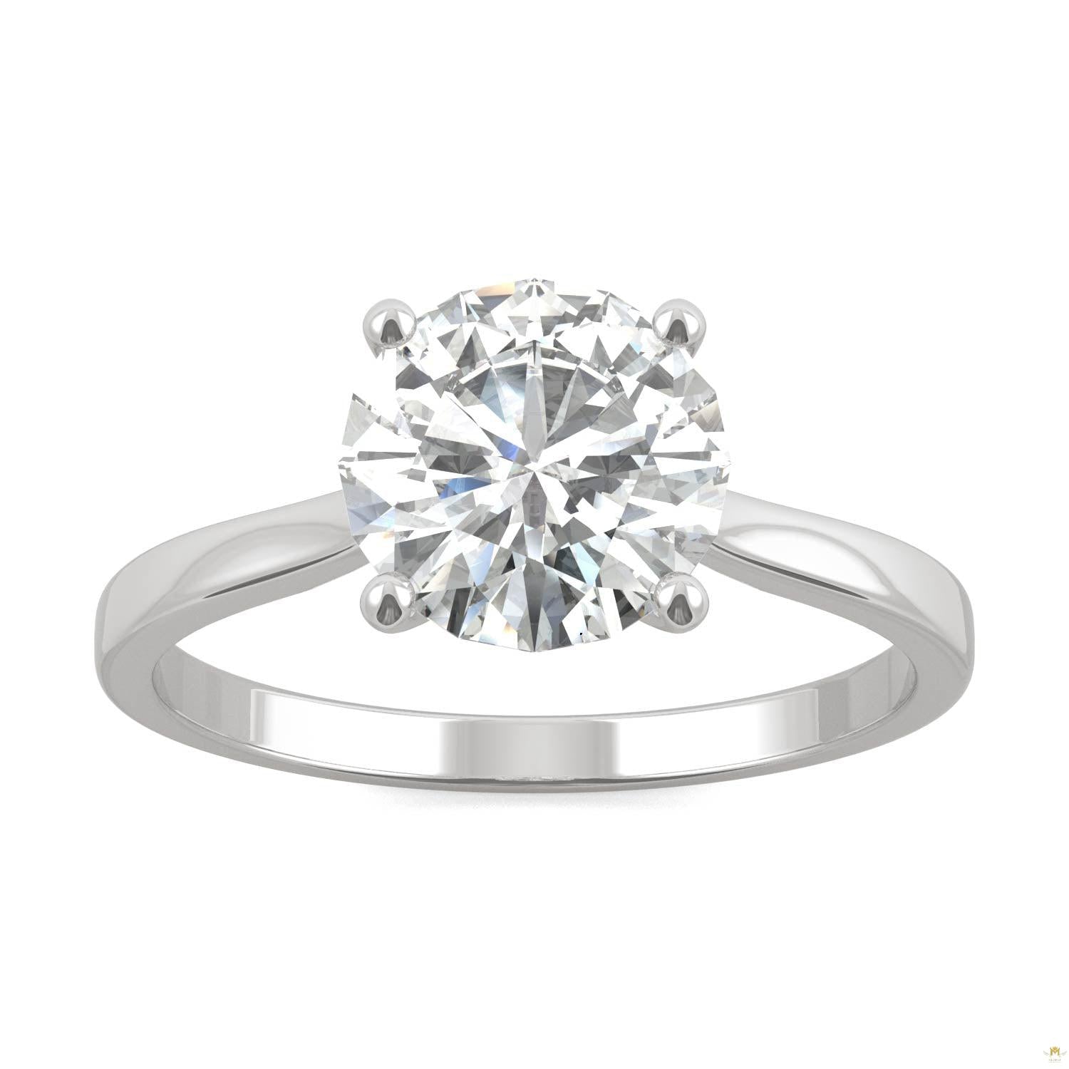 1.90 CTW   Round Moissanite Solitaire Ring in 14K White Gold