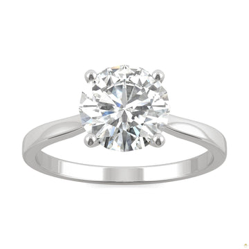 1.90 CTW   Round Moissanite Solitaire Ring in 14K White Gold