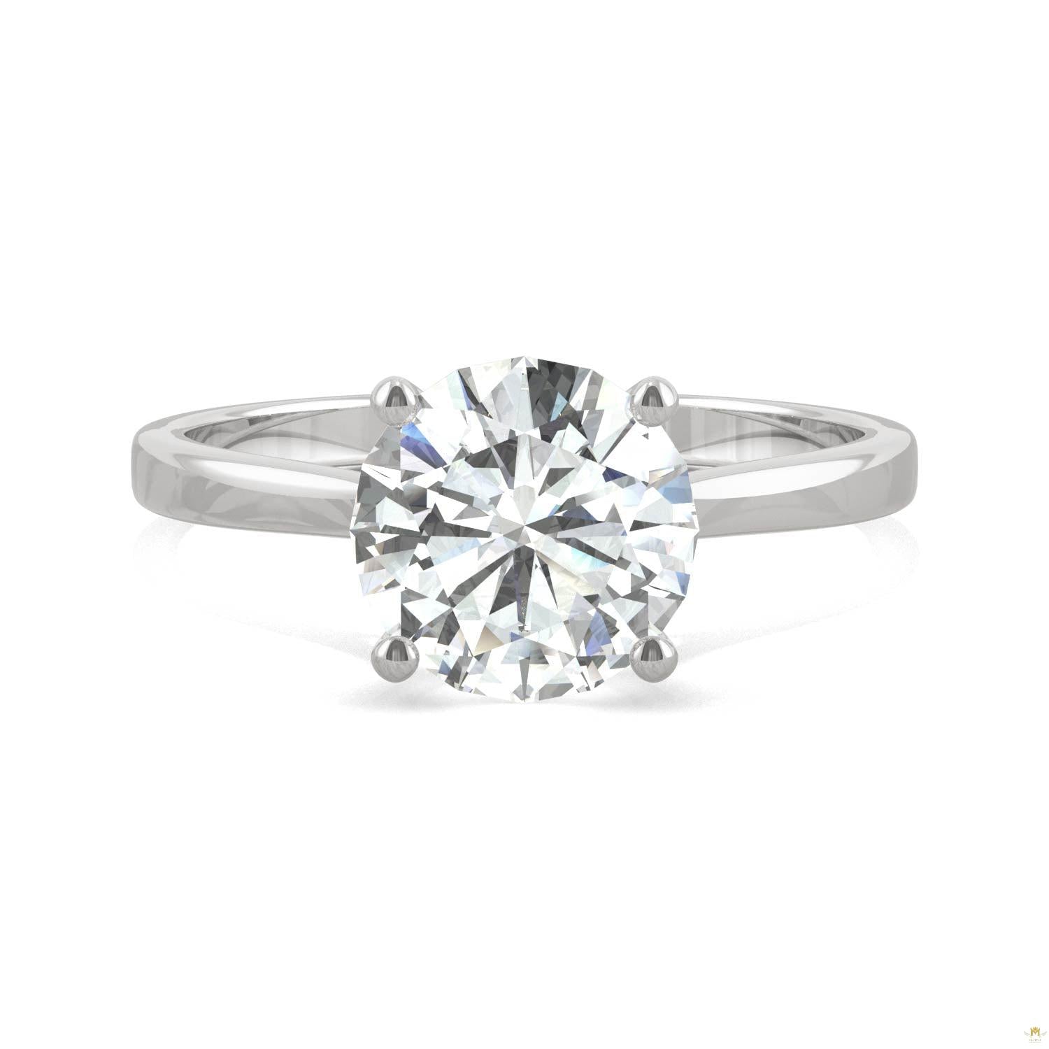 1.90 CTW   Round Moissanite Solitaire Ring in 14K White Gold