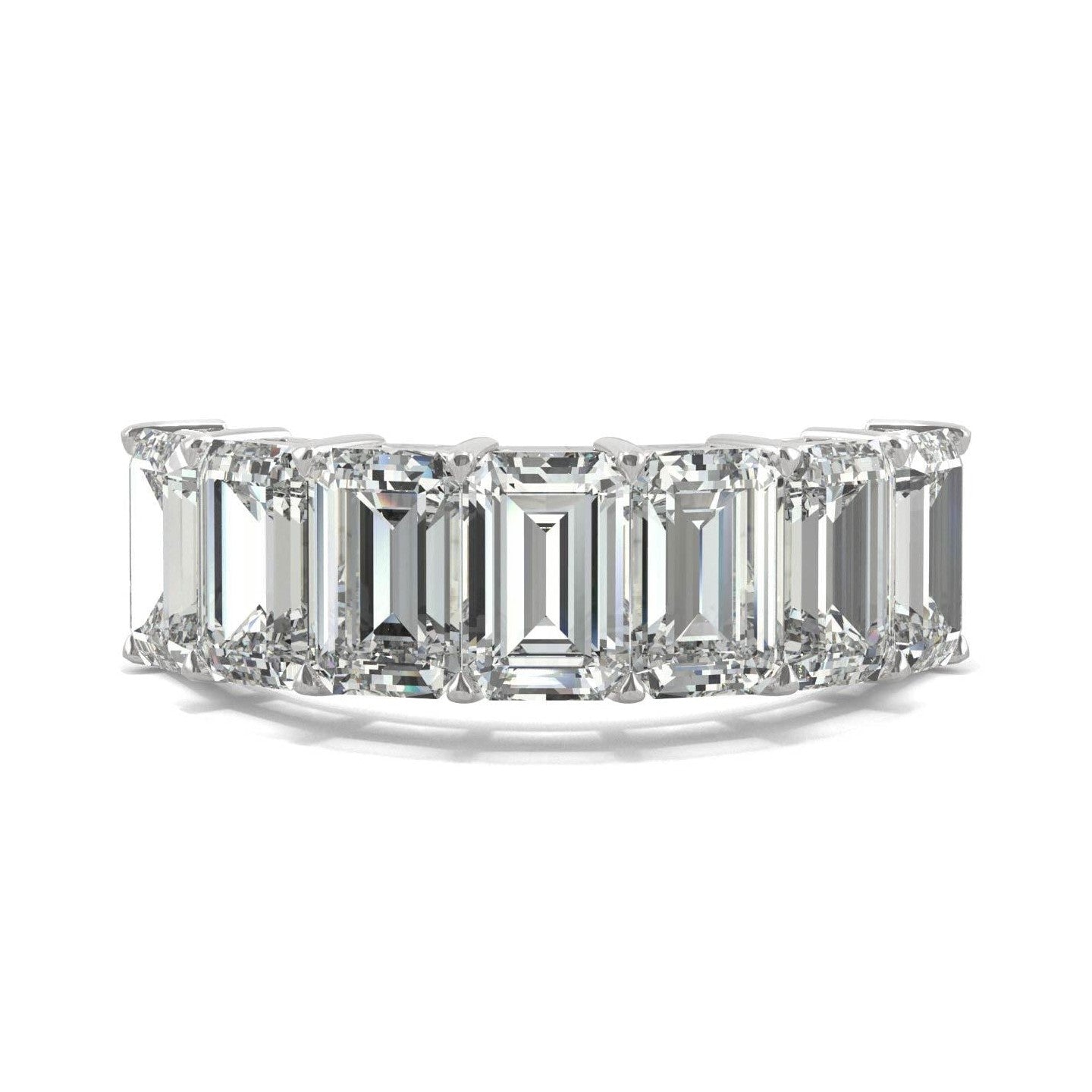 4.06 CTW   Emerald Moissanite Seven Stone Ring in 14K White Gold