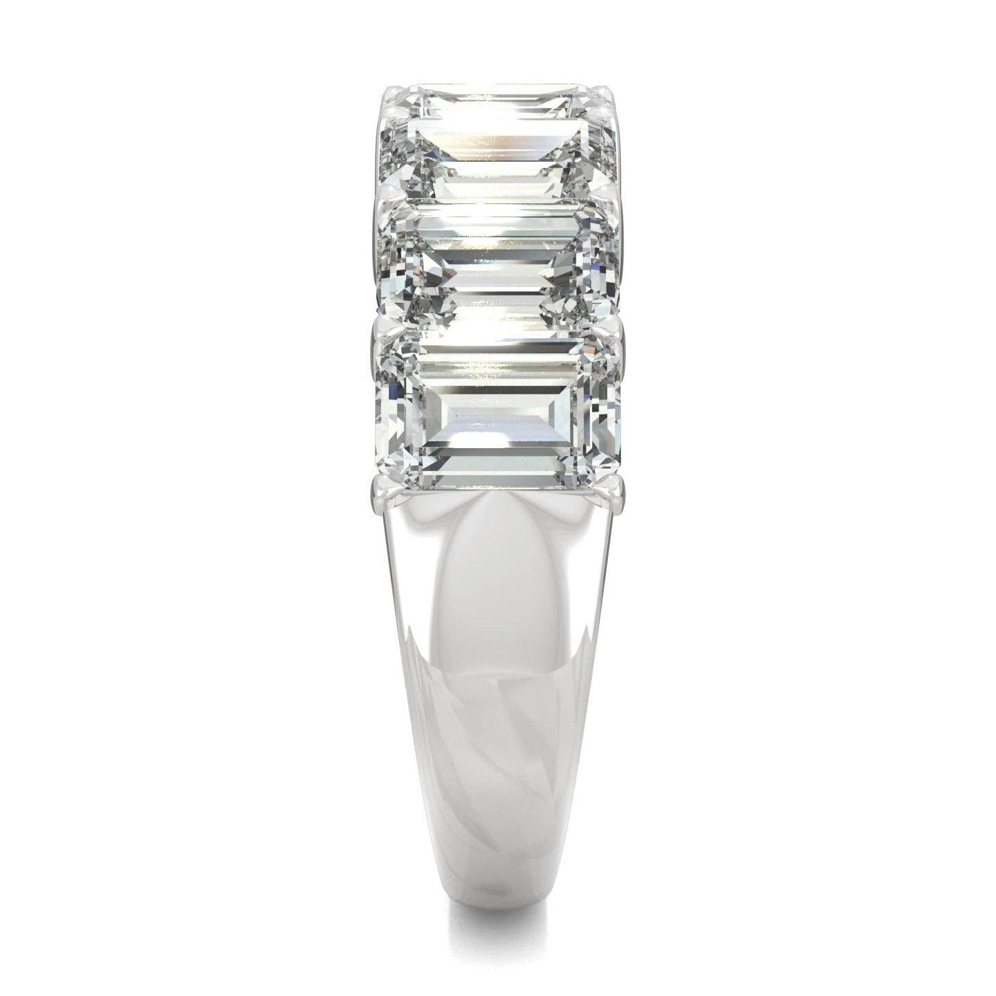 4.06 CTW   Emerald Moissanite Seven Stone Ring in 14K White Gold