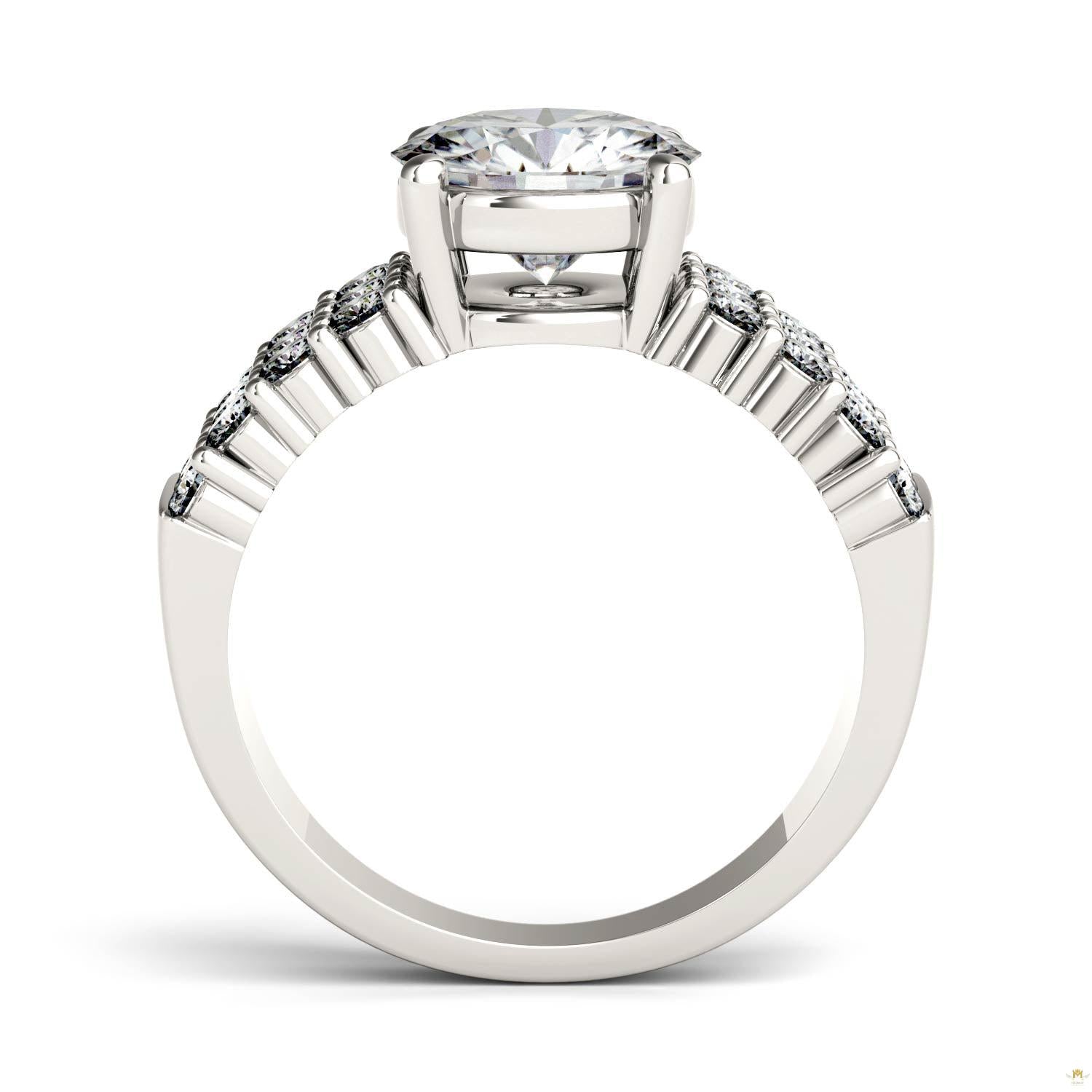 2.92 CTW   Round Moissanite Engagement Ring in 14K White Gold