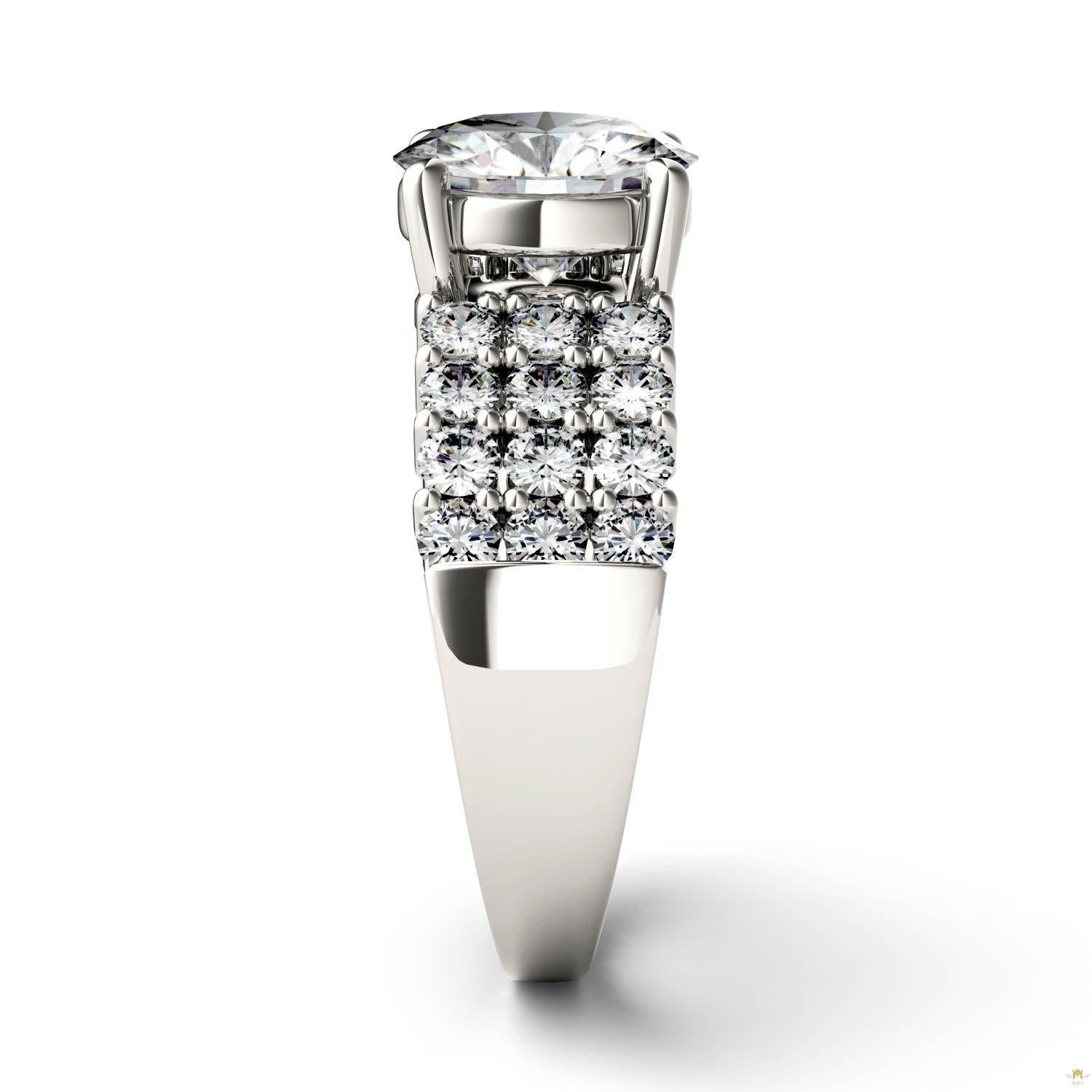 2.92 CTW   Round Moissanite Engagement Ring in 14K White Gold