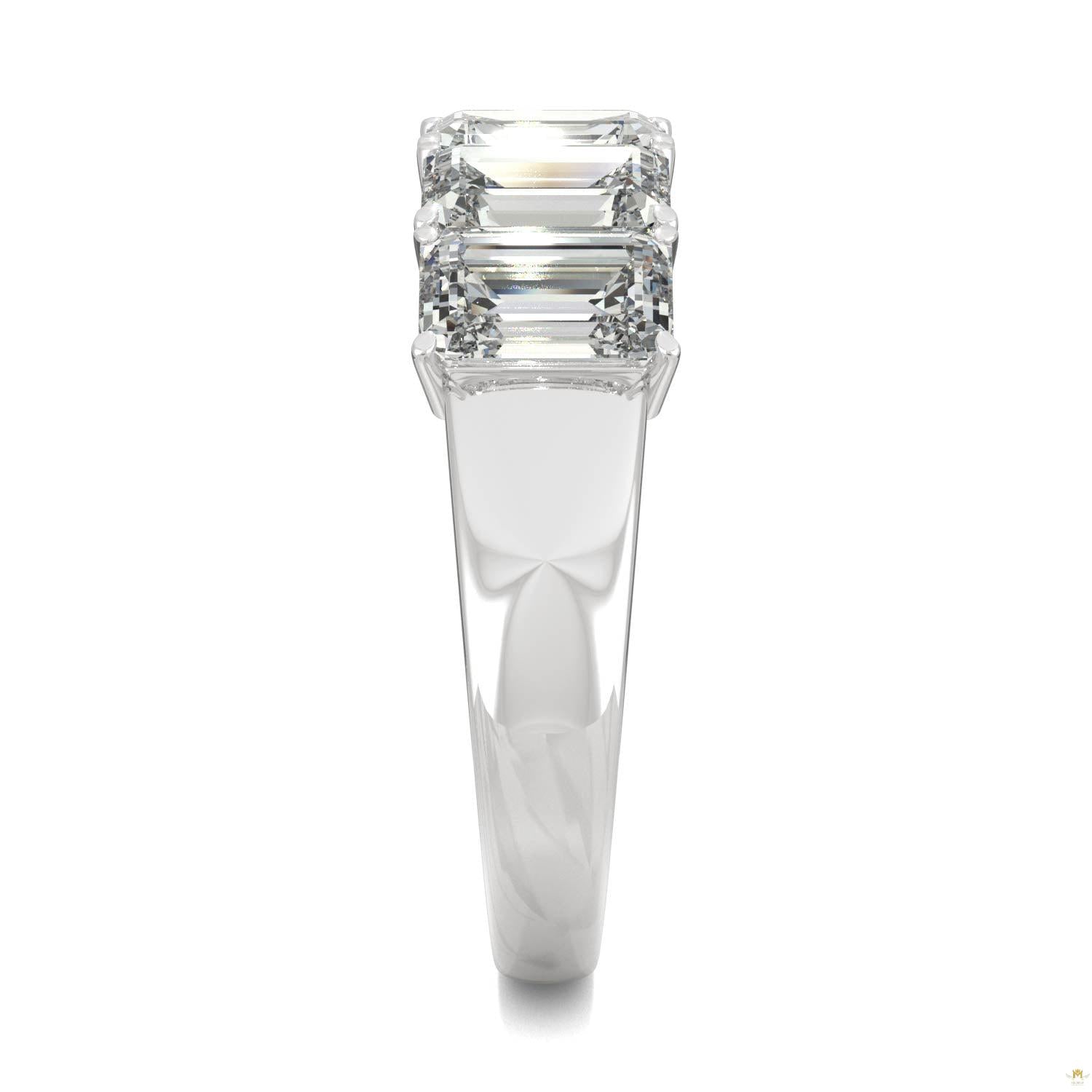 2.90 CTW   Emerald Moissanite Five Stone Ring in 14K White Gold