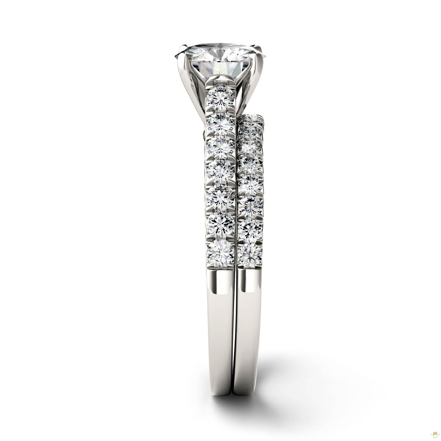 1.61 CTW   Round Moissanite Bridal Set in 14K White Gold