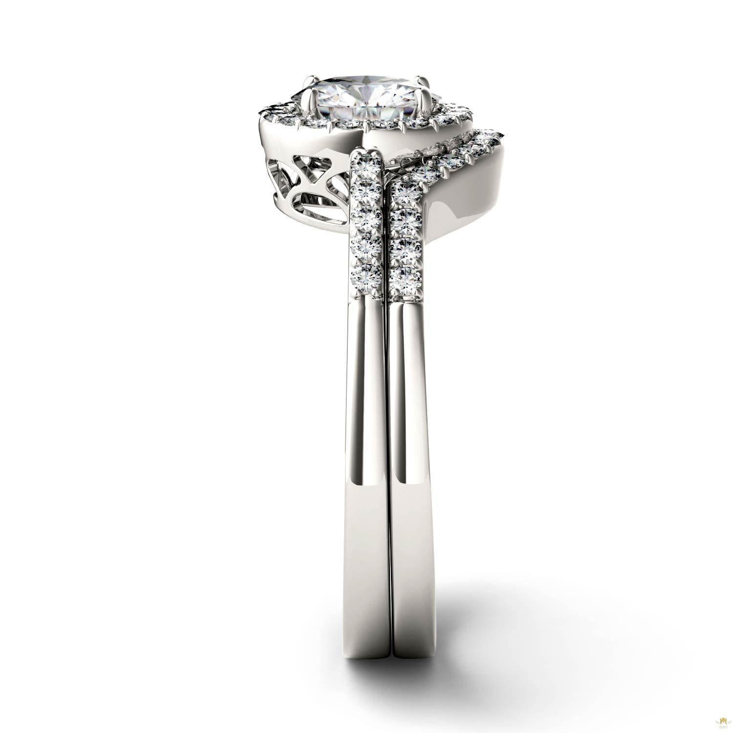 1.15 CTW   Round Moissanite Halo Set in 14K White Gold