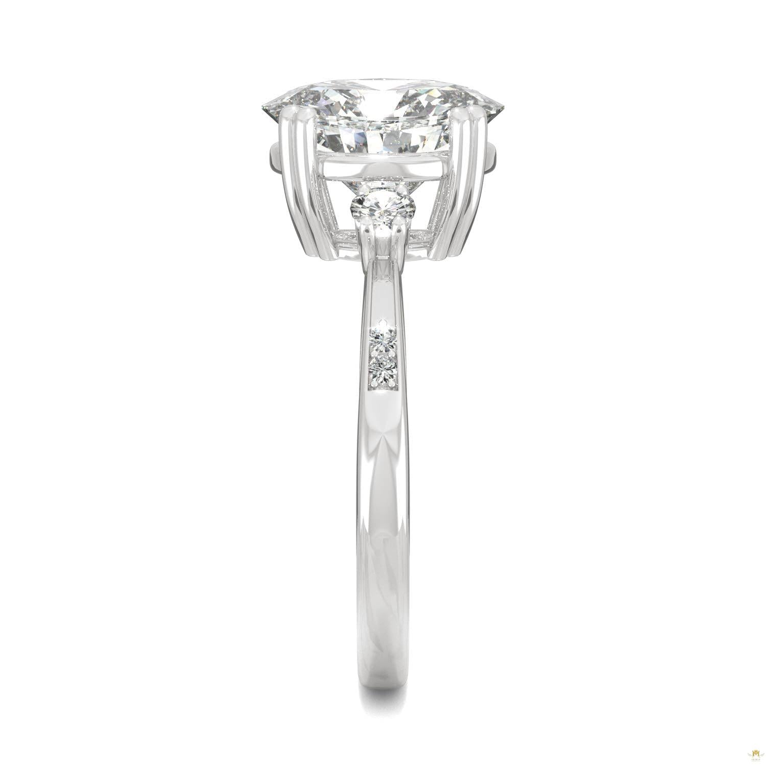 3.14 CTW   Oval Moissanite Seven Stone Ring in 14K White Gold