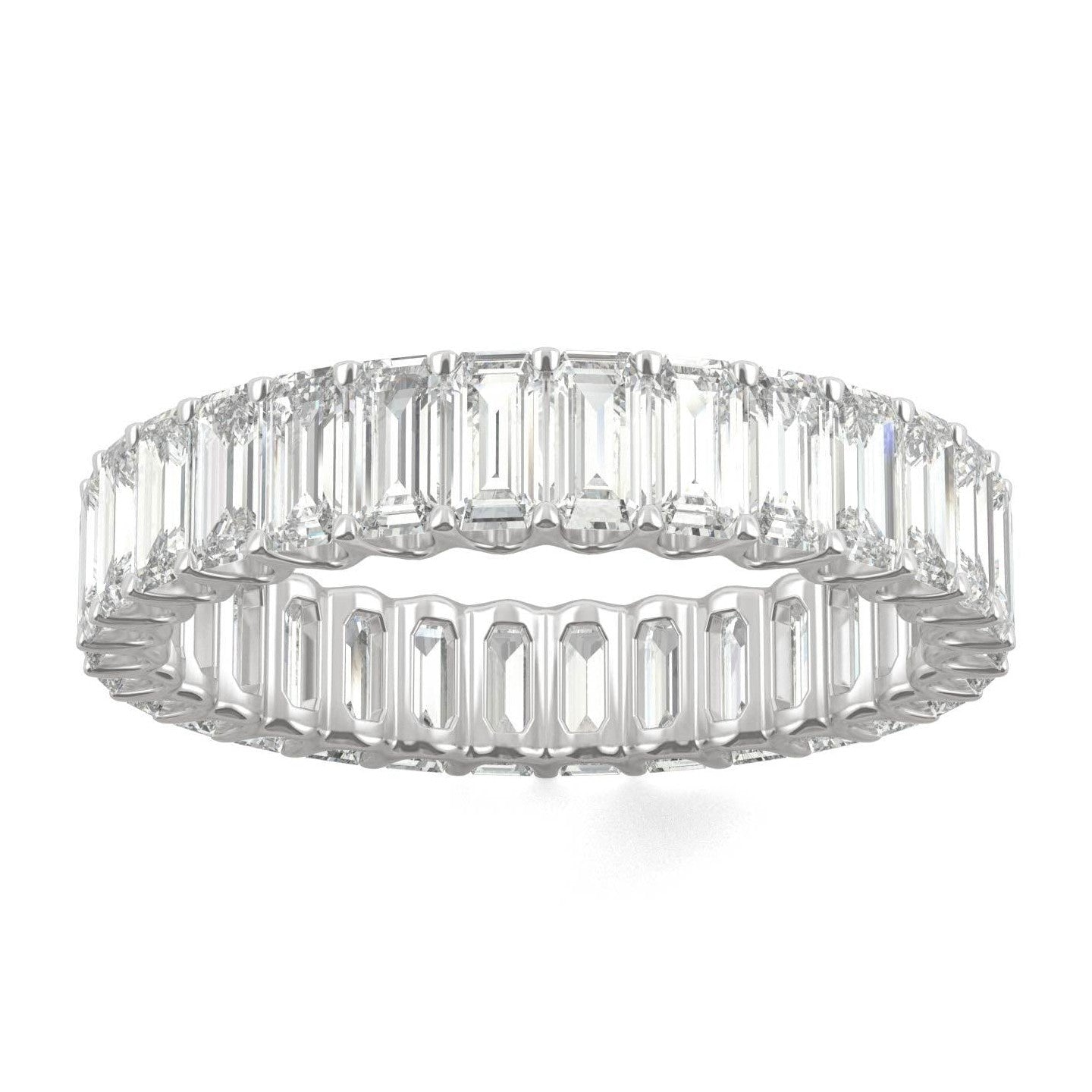 3.00 CTW   Emerald Moissanite Eternity Band in 14K White Gold