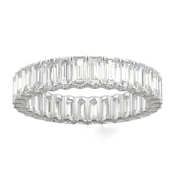 3.00 CTW   Emerald Moissanite Eternity Band in 14K White Gold