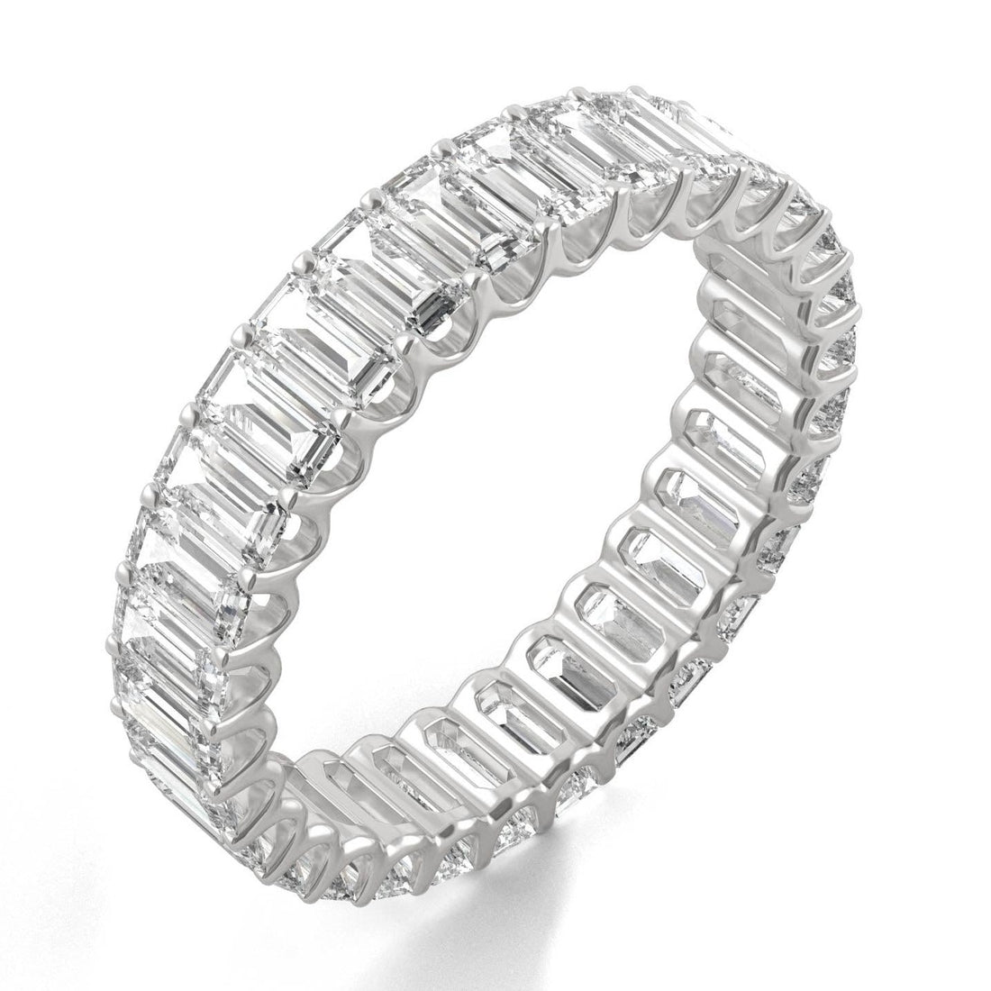 3.00 CTW   Emerald Moissanite Eternity Band in 14K White Gold