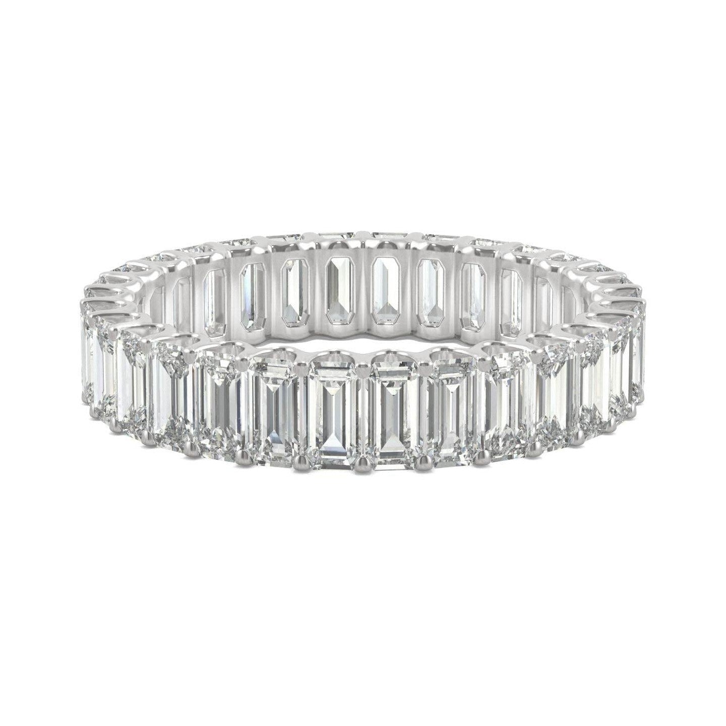 3.00 CTW   Emerald Moissanite Eternity Band in 14K White Gold