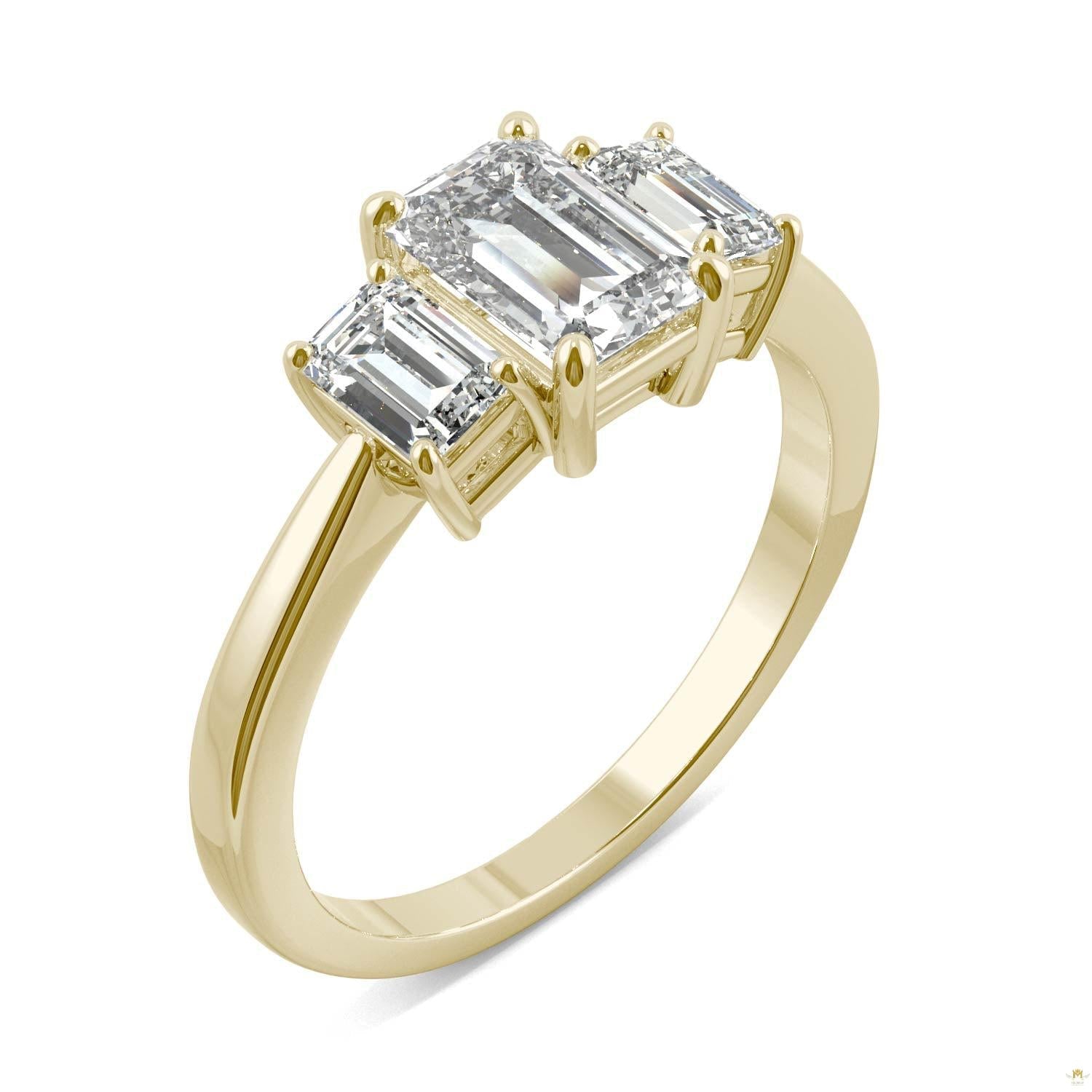 1.55 CTW   Emerald Moissanite Basket Ring in 14K Yellow Gold