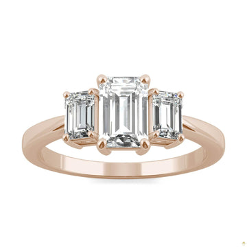 1.55 CTW   Emerald Moissanite Basket Ring in 14K Rose Gold