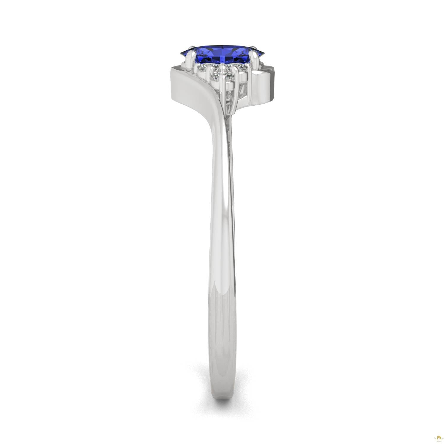 0.37 CTW   Oval Sapphire Bypass Ring in 14K White Gold