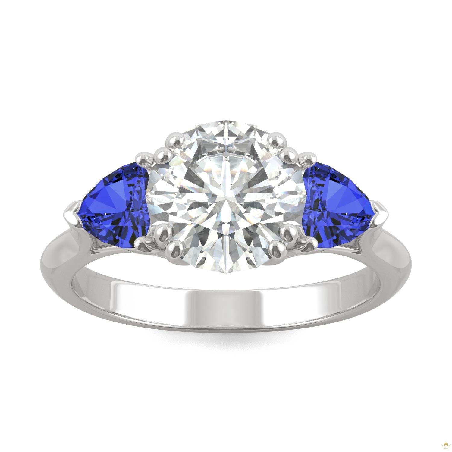 3.00 CTW   Round Moissanite Engagement Ring in 14K White Gold
