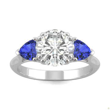 3.00 CTW   Round Moissanite Engagement Ring in 14K White Gold