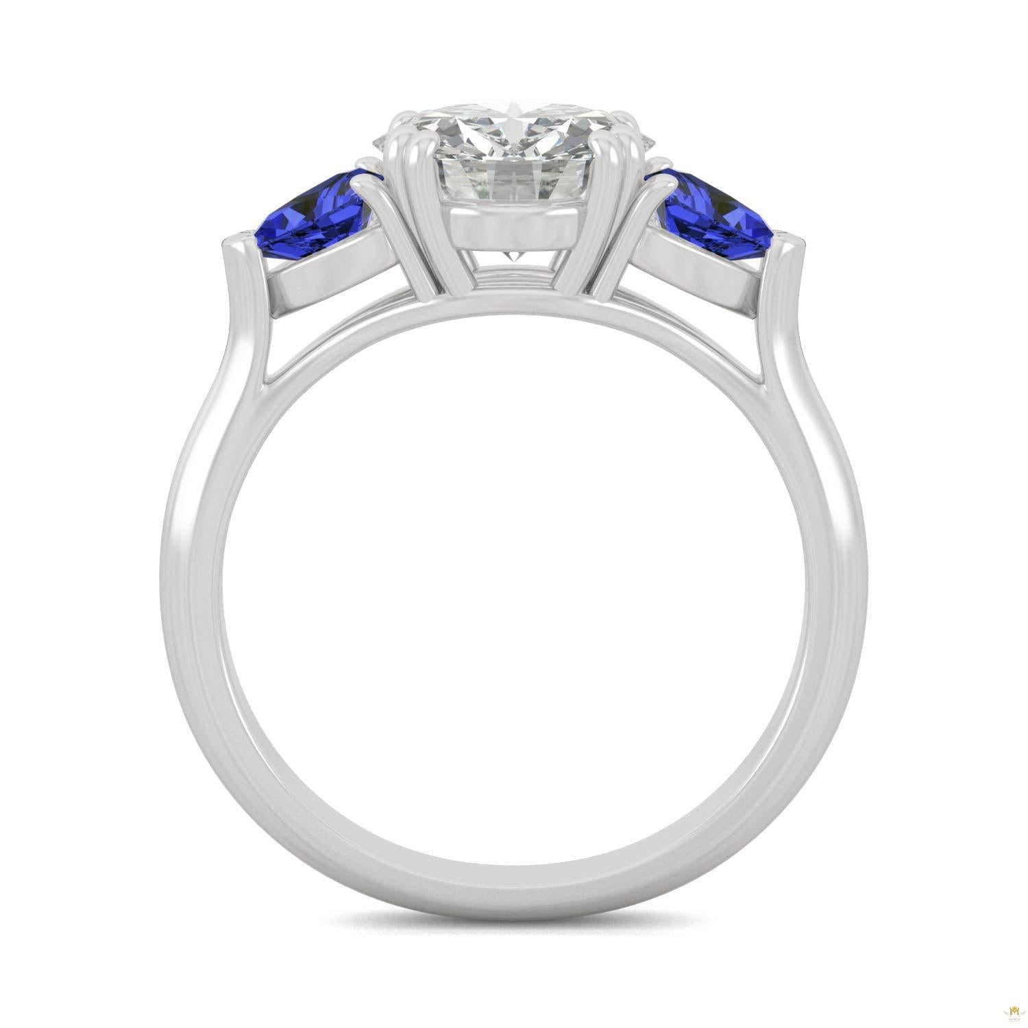 3.00 CTW   Round Moissanite Engagement Ring in 14K White Gold