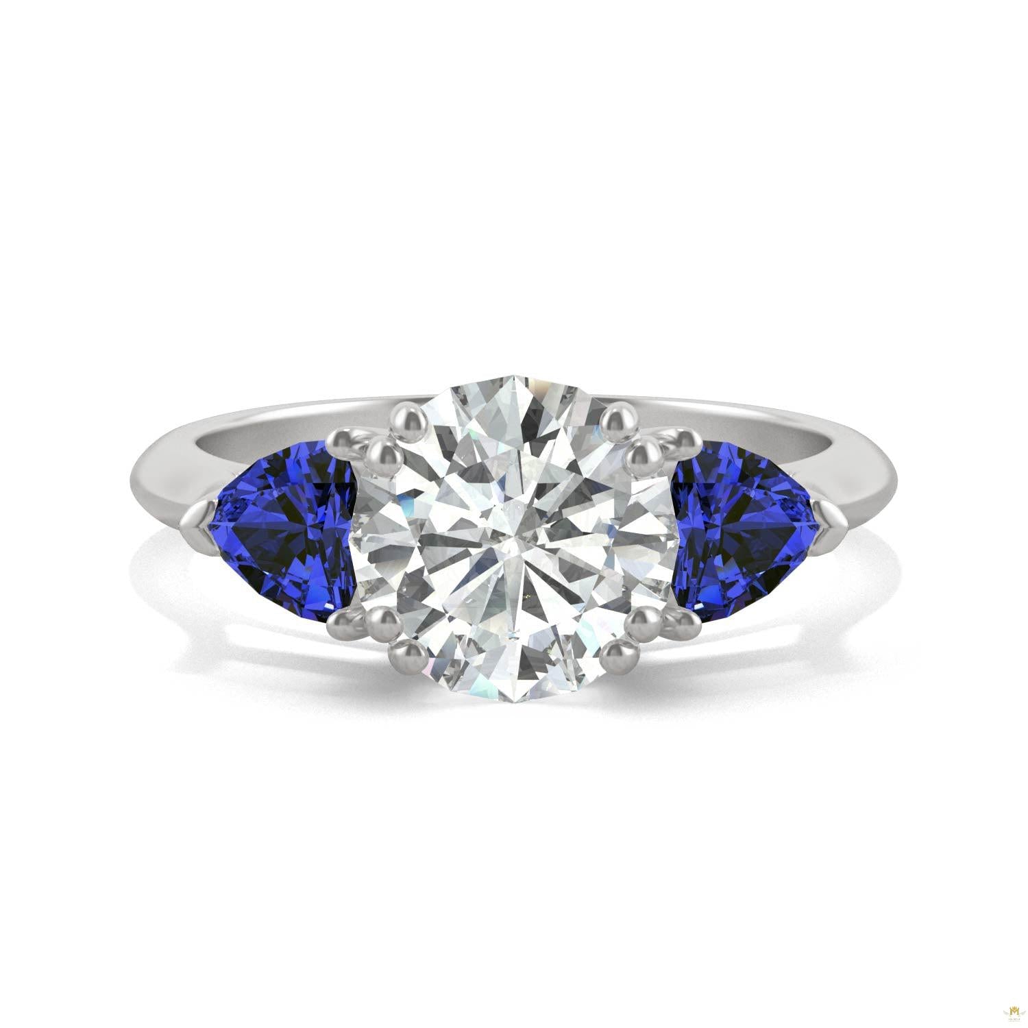3.00 CTW   Round Moissanite Engagement Ring in 14K White Gold
