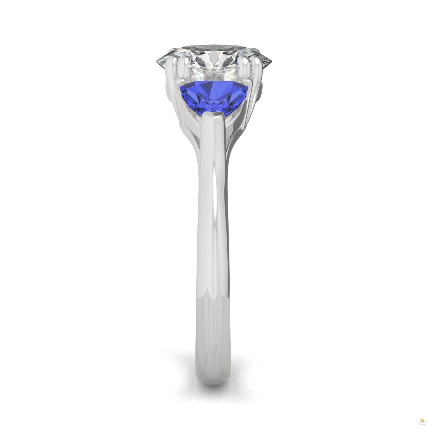 3.00 CTW   Round Moissanite Engagement Ring in 14K White Gold