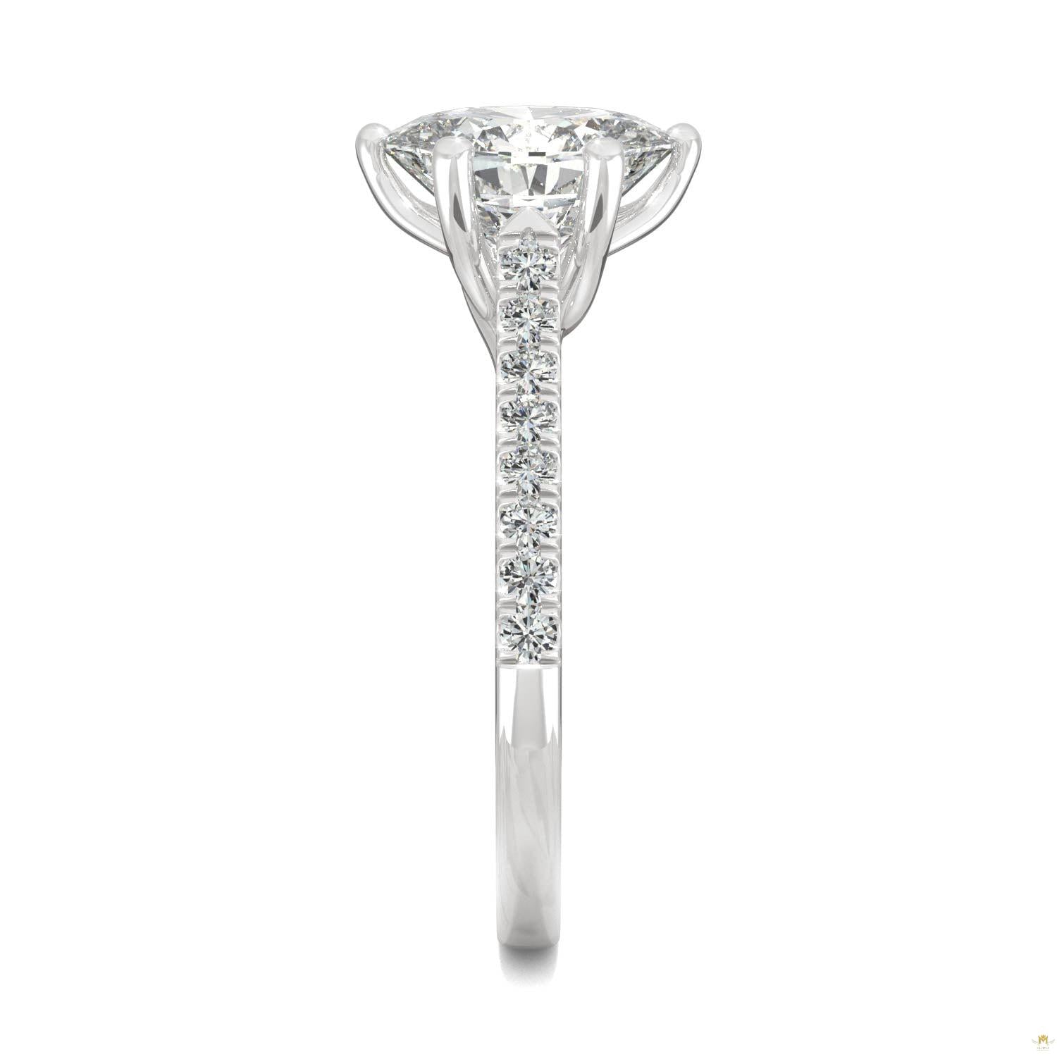 2.34 CTW   Oval Moissanite Engagement Ring in 14K White Gold