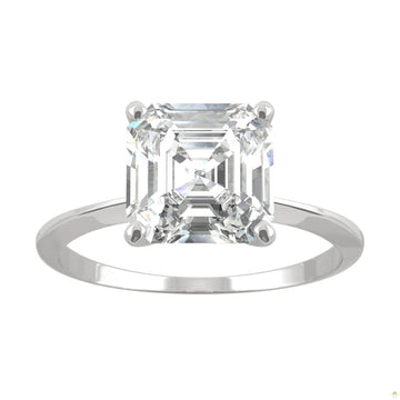 2.21 CTW   Asscher Moissanite Engagement Ring in 14K White Gold