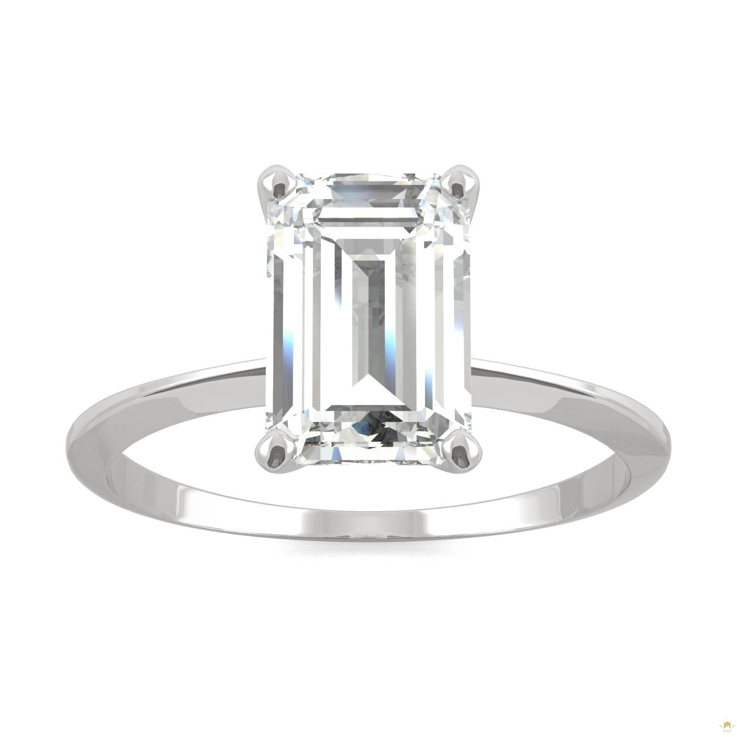 2.52 CTW   Emerald Moissanite Engagement Ring in 14K White Gold