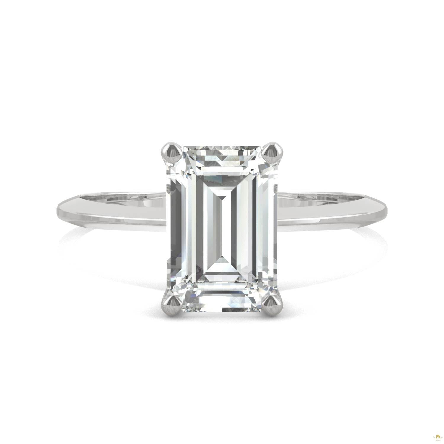 2.52 CTW   Emerald Moissanite Engagement Ring in 14K White Gold