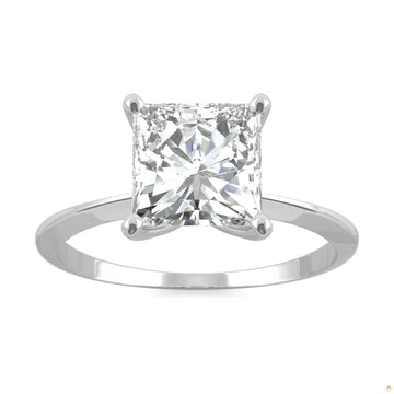 1.92 CTW   Square Moissanite Engagement Ring in 14K White Gold