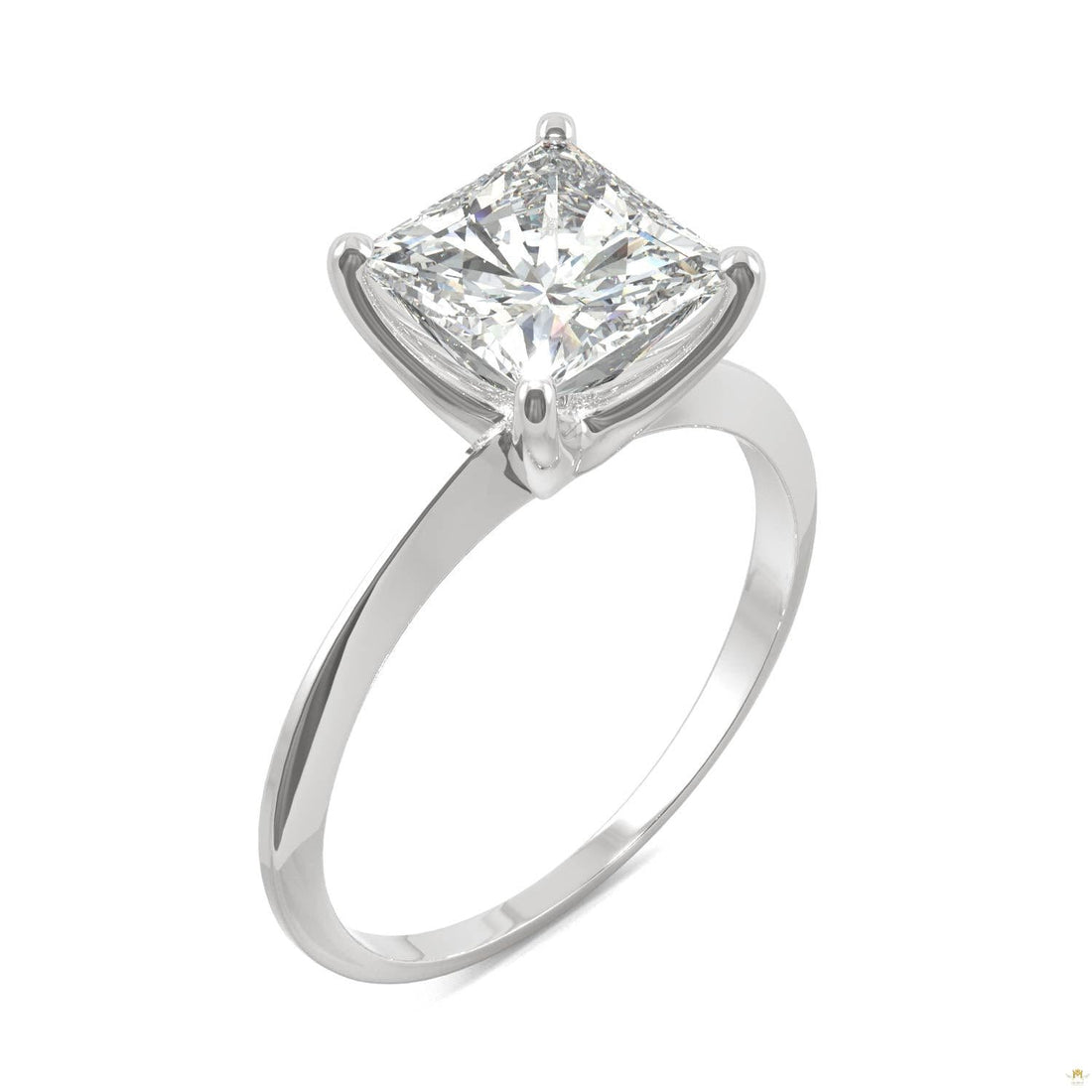 1.92 CTW   Square Moissanite Engagement Ring in 14K White Gold