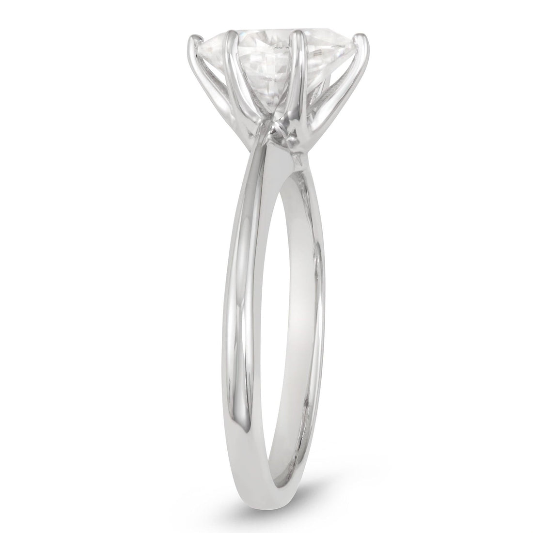2.10 CTW   Oval Moissanite Engagement Ring in 14K White Gold