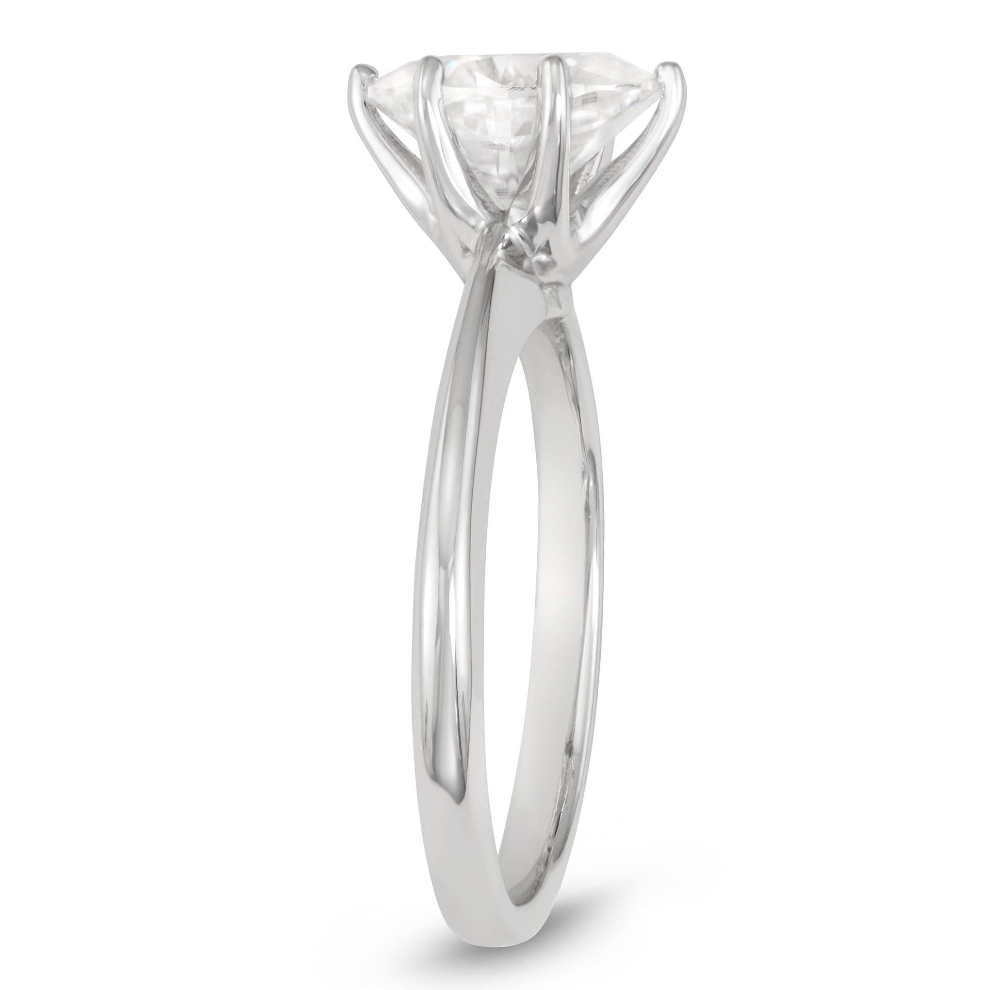2.10 CTW   Oval Moissanite Engagement Ring in 14K White Gold