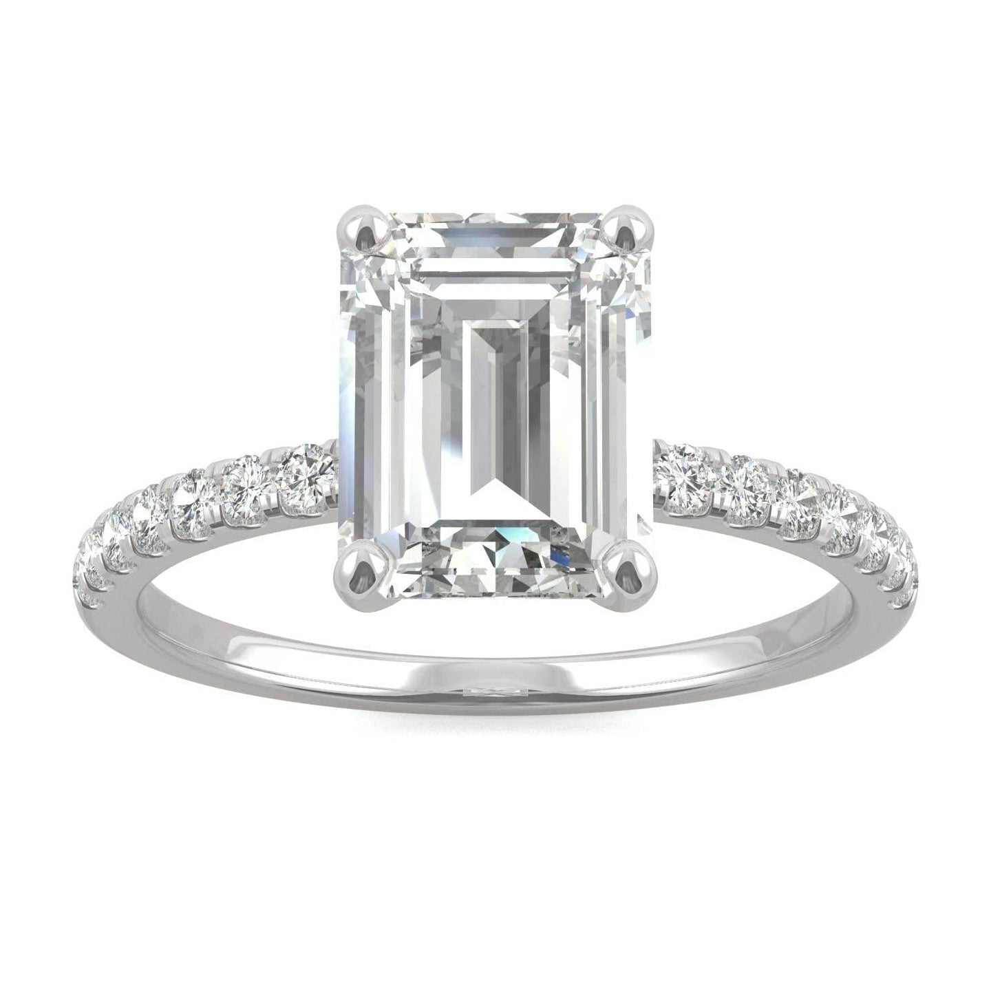 2.76 CTW   Emerald Moissanite Basket Ring in 14K White Gold
