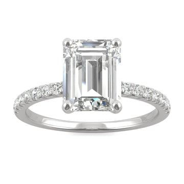 2.76 CTW   Emerald Moissanite Basket Ring in 14K White Gold