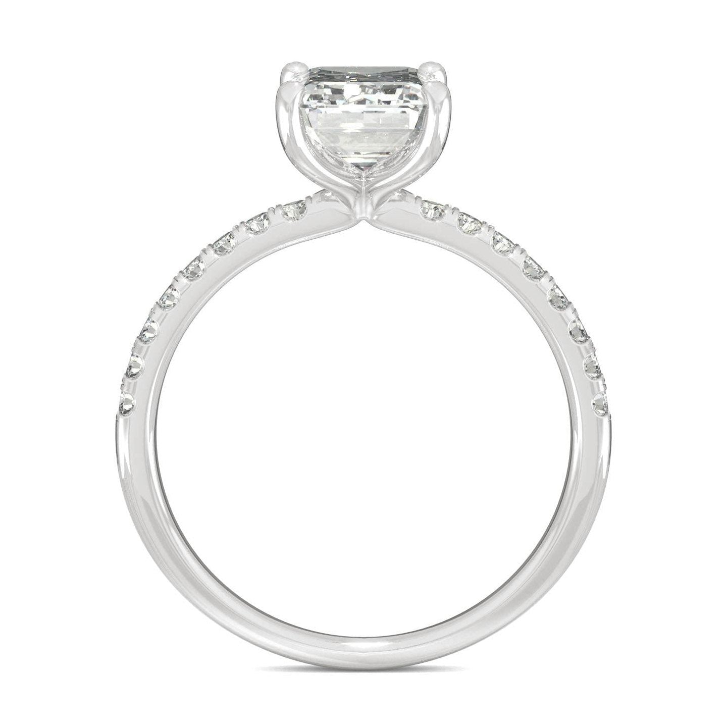 2.76 CTW   Emerald Moissanite Basket Ring in 14K White Gold