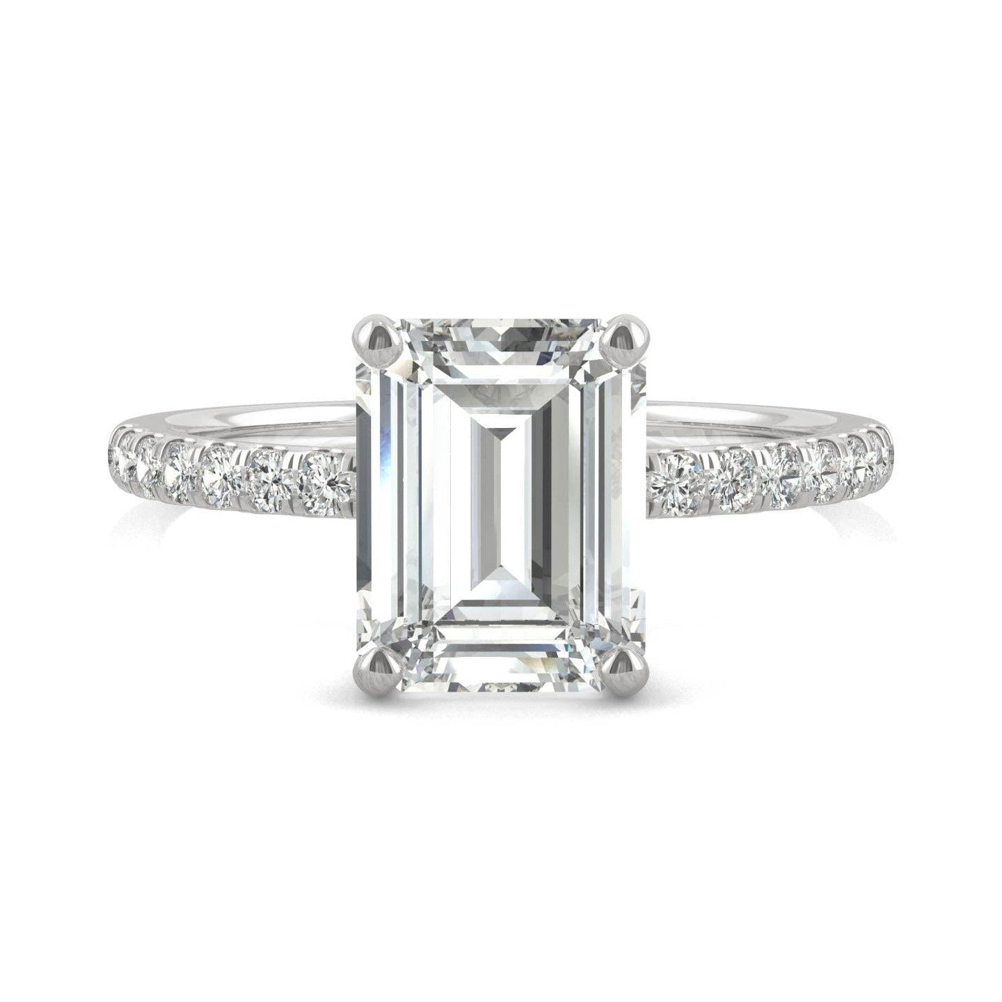 2.76 CTW   Emerald Moissanite Basket Ring in 14K White Gold