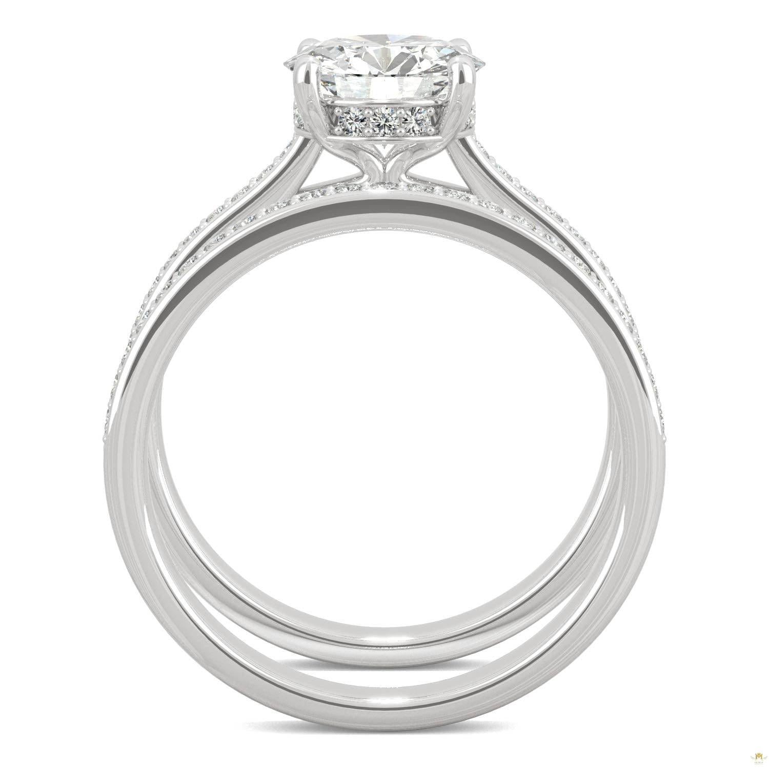 1.92 CTW   Round Moissanite Bridal Set in 14K White Gold