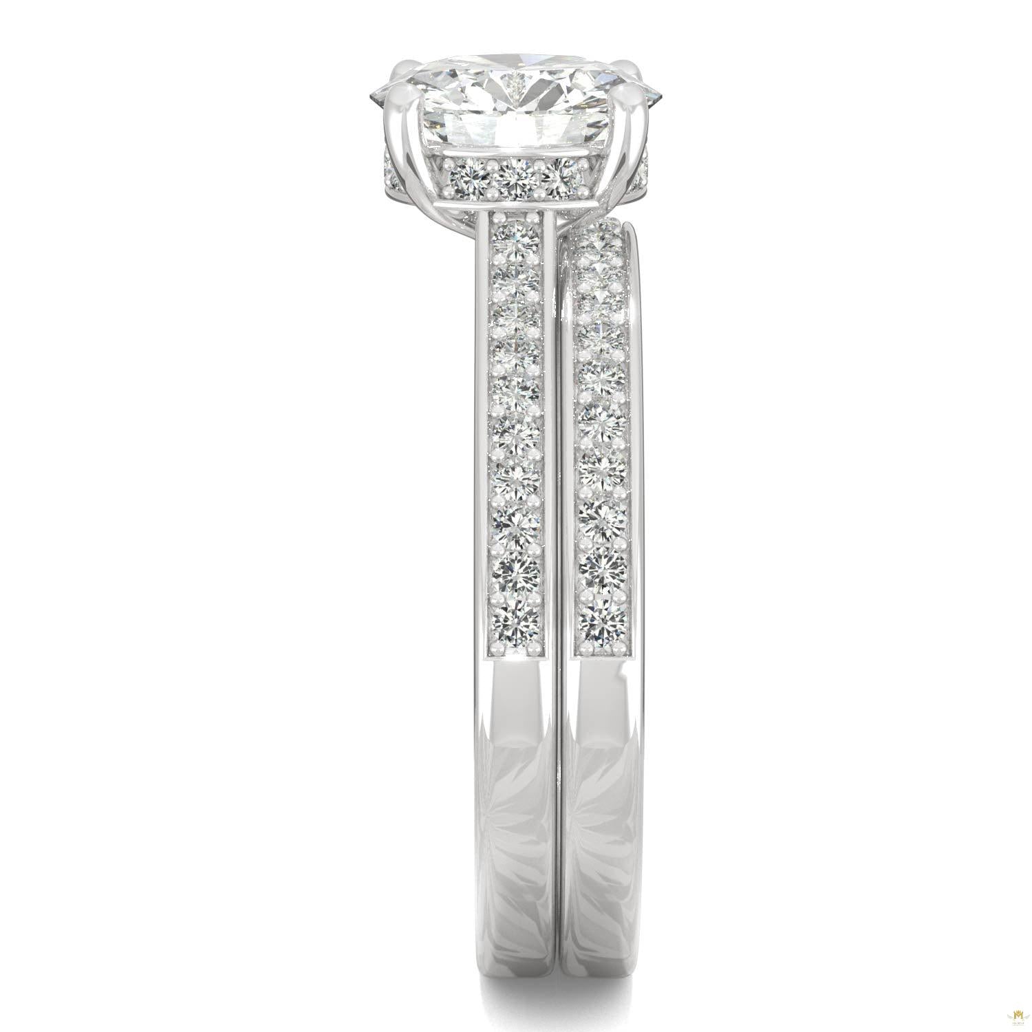 1.92 CTW   Round Moissanite Bridal Set in 14K White Gold