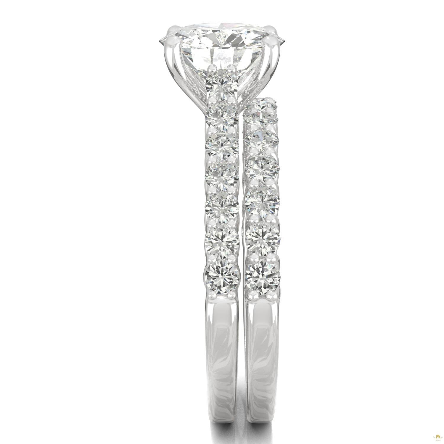 2.37 CTW   Round Moissanite Bridal Set in 14K White Gold