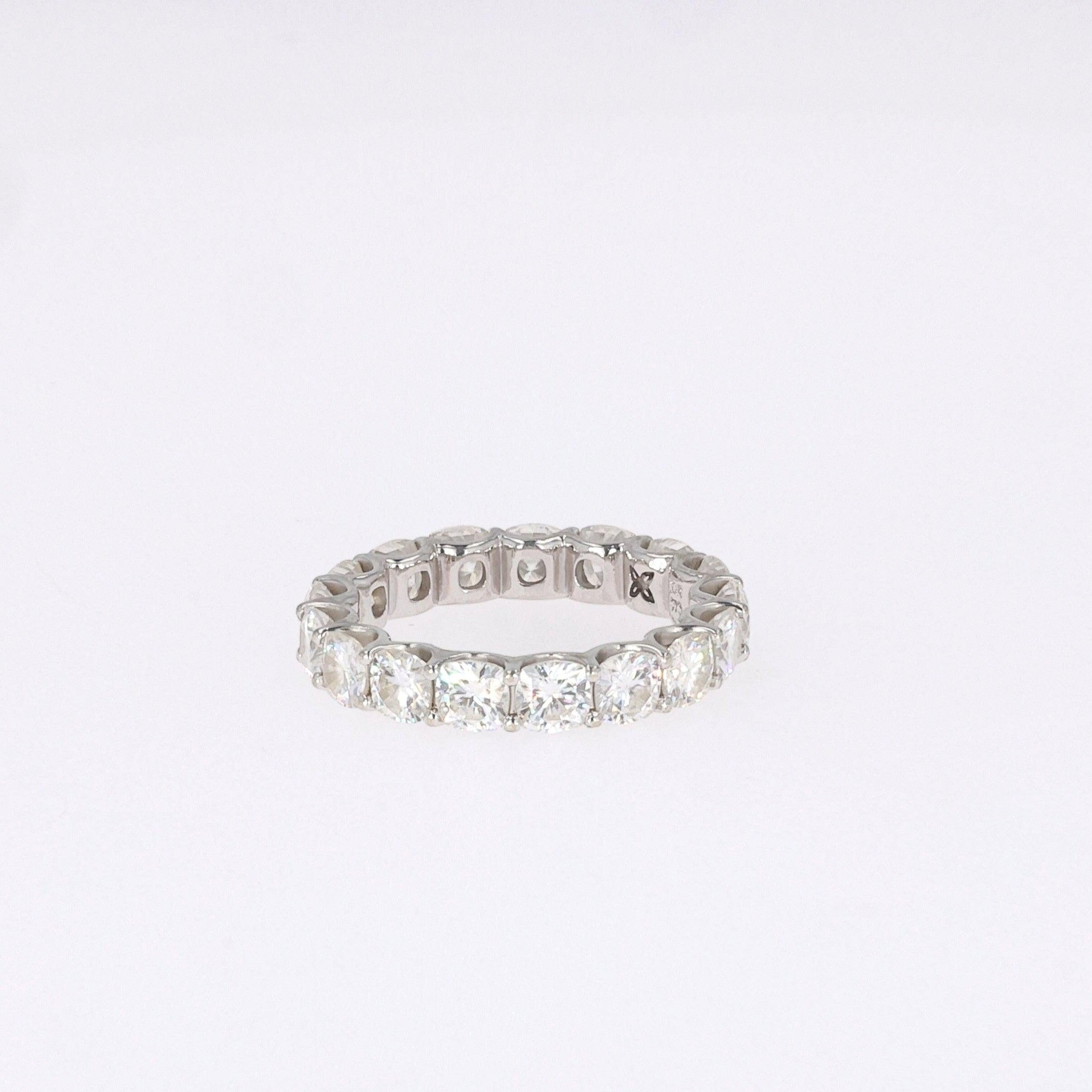 4.18 CTW   Cushion Near-Colorless Moissanite Band in 14K White Gold