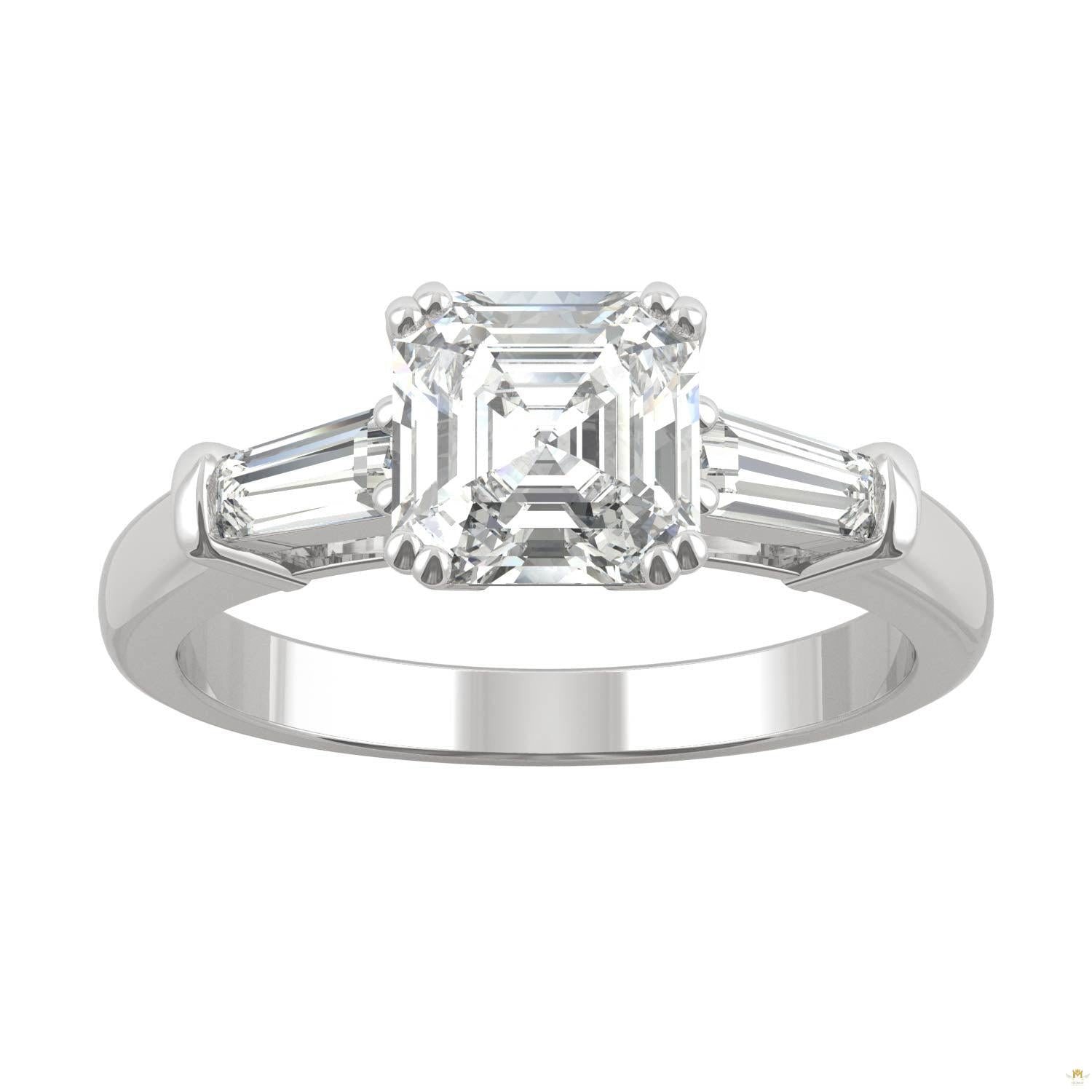 1.67 CTW   Asscher Moissanite Basket Ring in 14K White Gold