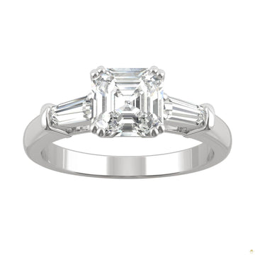 1.67 CTW   Asscher Moissanite Basket Ring in 14K White Gold