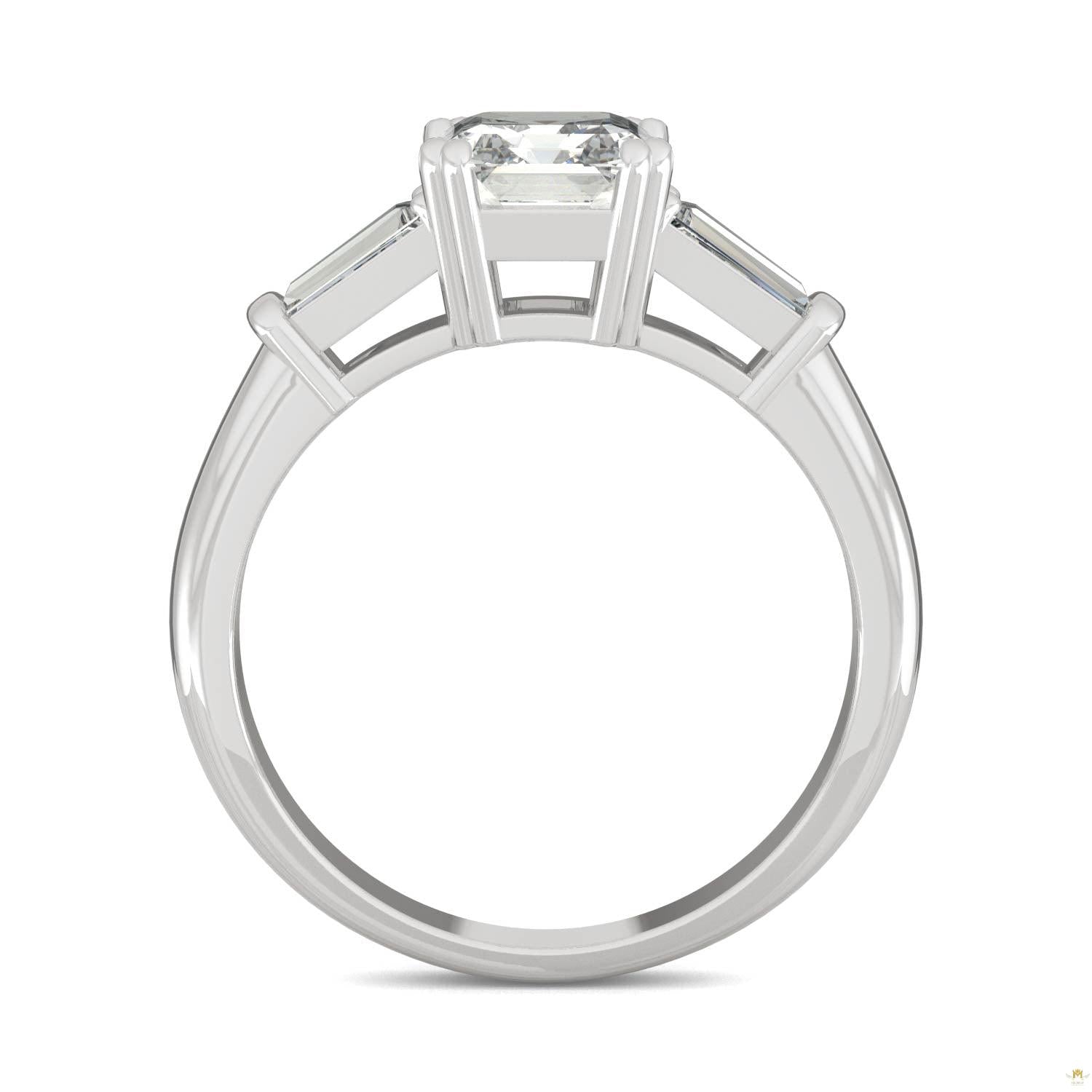 1.67 CTW   Asscher Moissanite Basket Ring in 14K White Gold