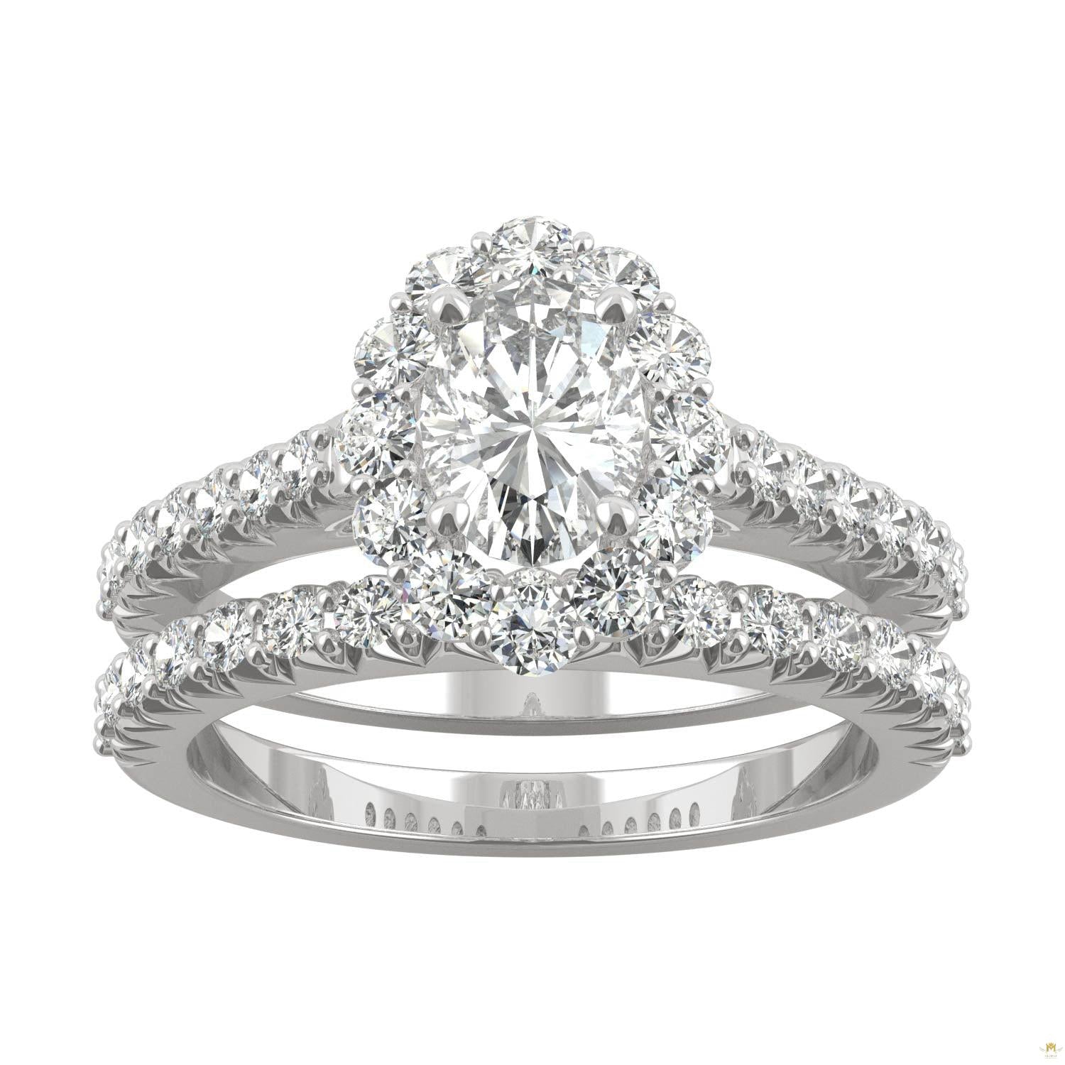1.88 CTW   Oval Moissanite Halo Set in 14K White Gold