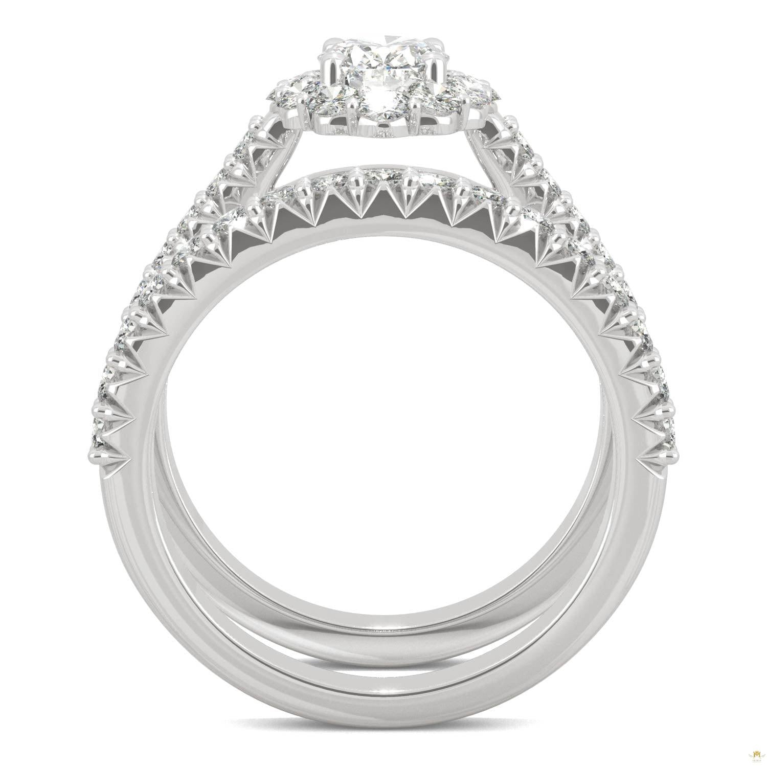 1.88 CTW   Oval Moissanite Halo Set in 14K White Gold